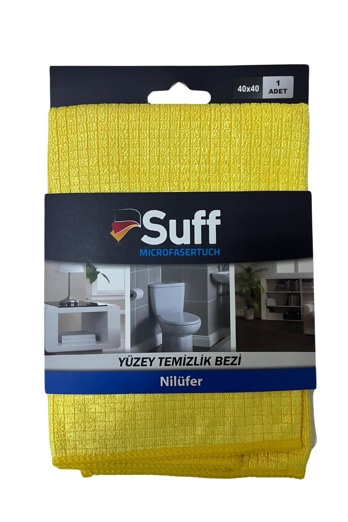 Suff Nilüfer Damalı Mikrofiber Yüzey Temizlik Bezi 40 x 40 cm, Sarı