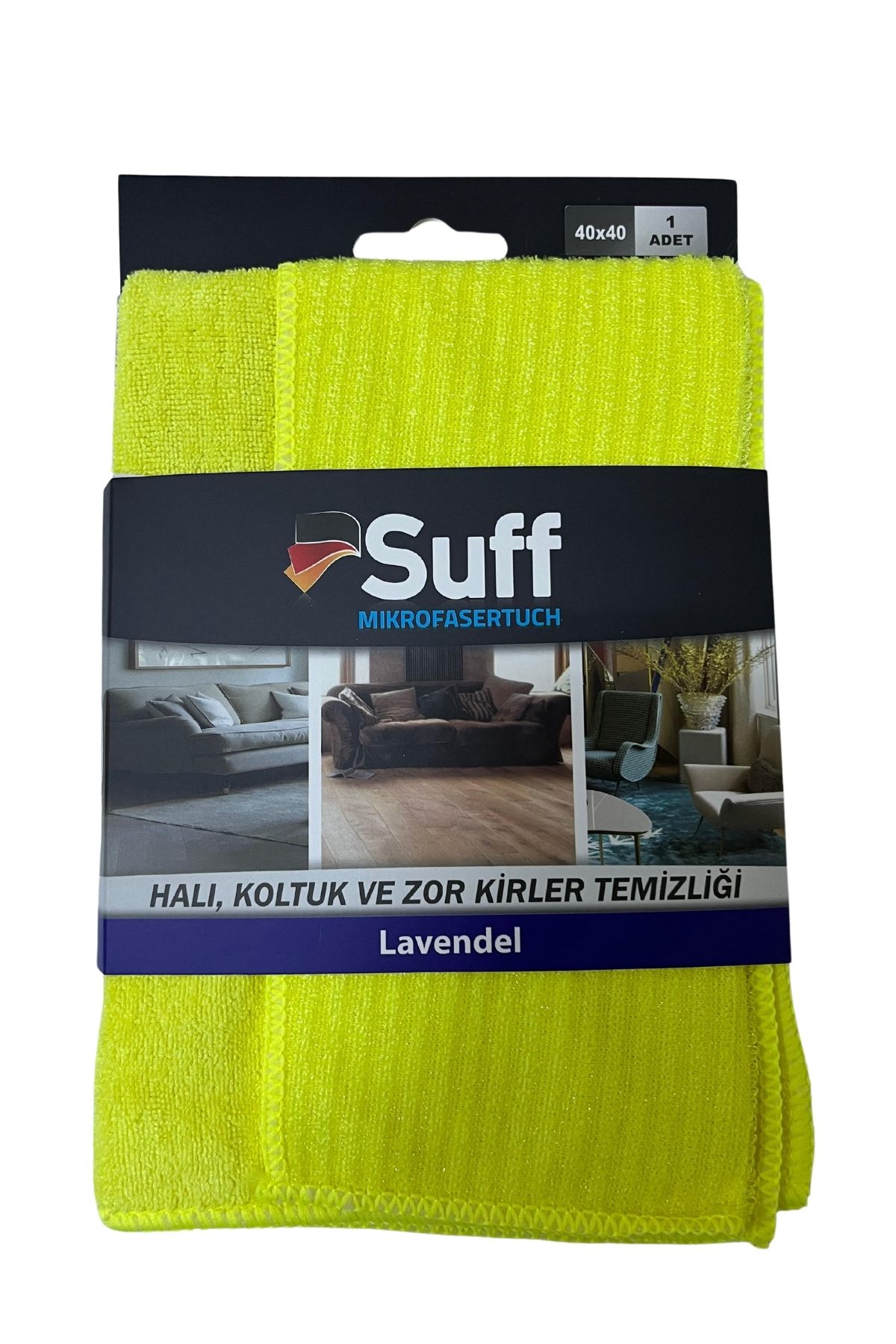 Suff Lavanta Mikrofiber Halı, Koltuk ve Zor Kirler Temizlik 40 x 40 cm, Sarı