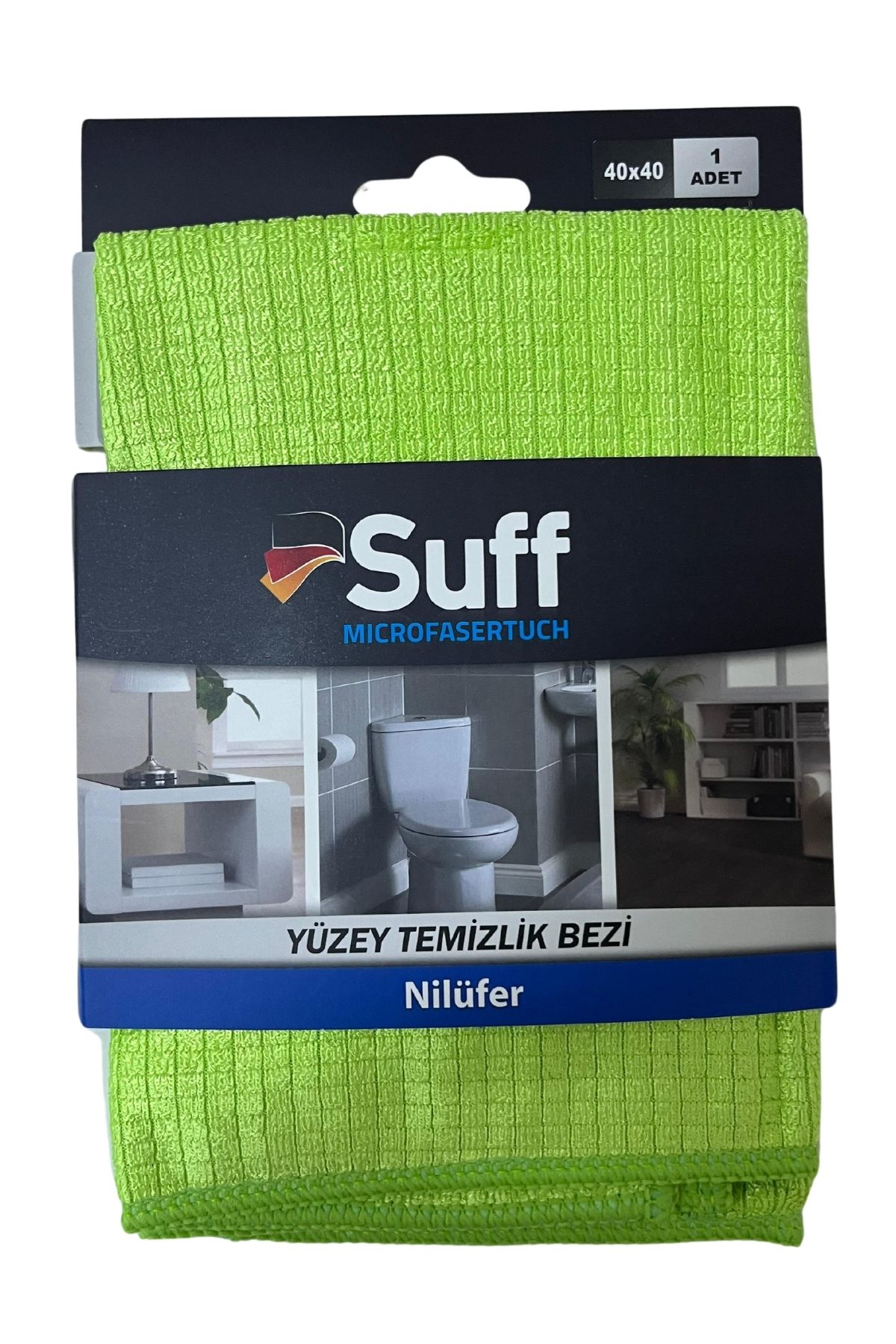 Suff Nilüfer Damalı Mikrofiber Yüzey Temizlik Bezi 40 x 40 cm, Yeşil