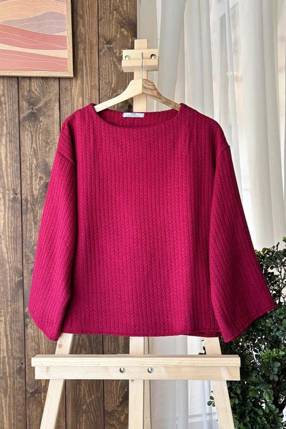 Ceylan Otantik Bordo Triko Crop