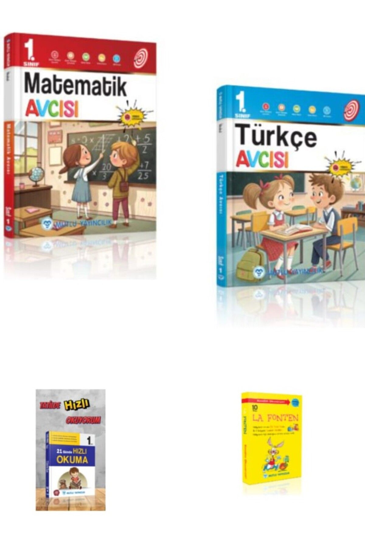 Mutlu Yayıncılık 1.Sınıf Matematik + Türkçe +21 günde hızlı okuma+lafonten 10  hikayeler  Mutlu Yayınları