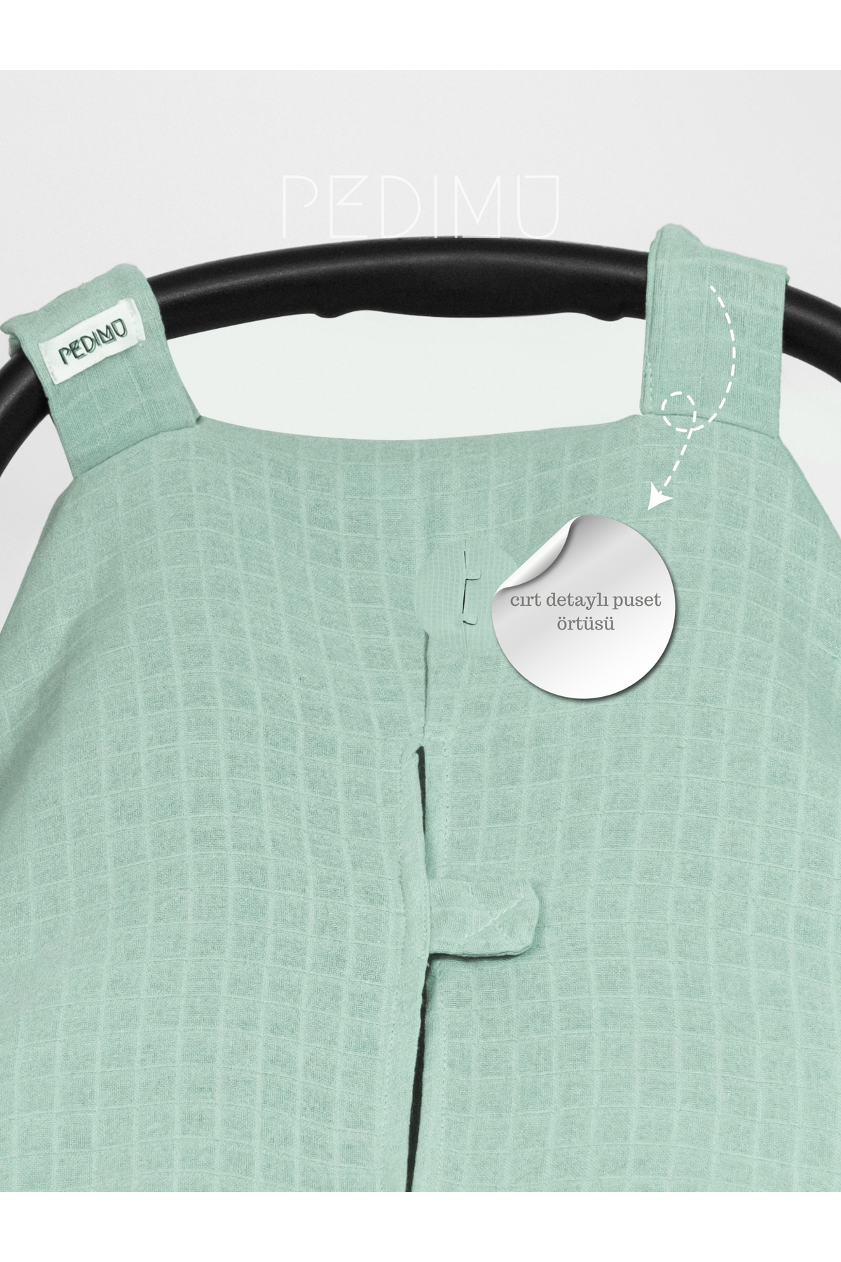 Pedimu Müslin Nil Yeşili Renk Cırtlı Puset Örtüsü %100 Cotton fotoğrafı 4 (önizleme)