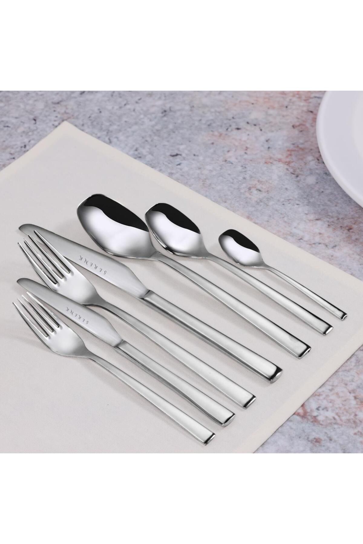 Serenk-New York Stahlgabel-Löffel-Messer-Set, 42-teilig, Premium-18/10-Edelstahlmaterial 2