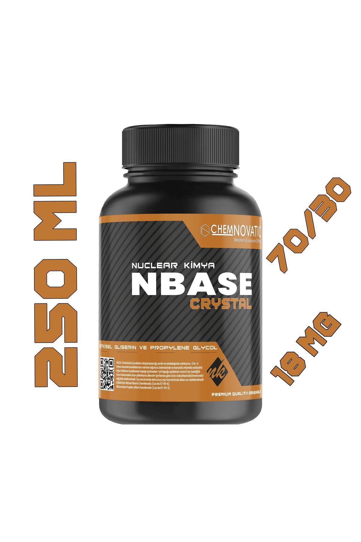 nuclear kimya Chem Base 250 ml Vg Pg 70-30 18 Mg Sertlik Oranı Gliserin Propilen Glikol Base