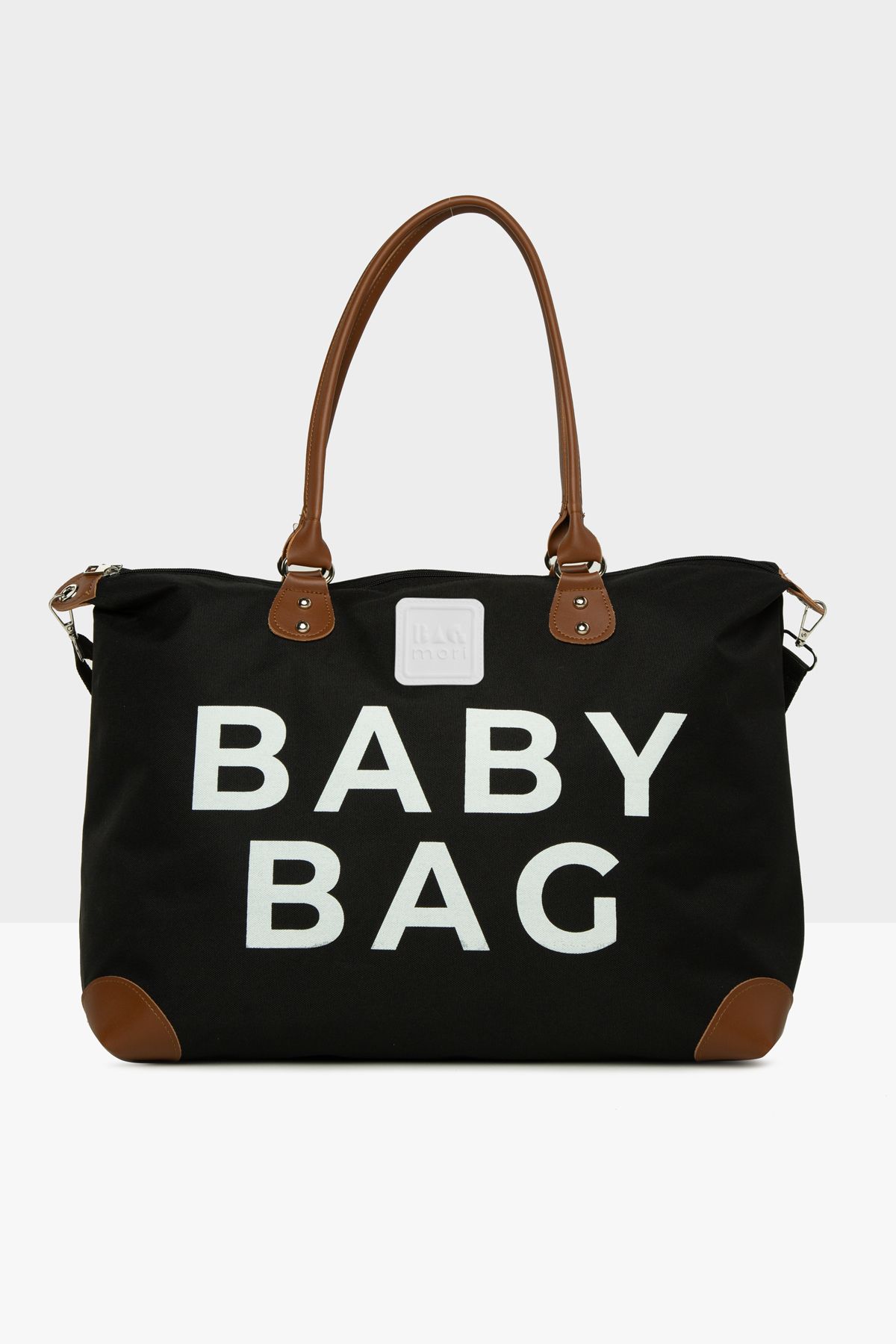 Bagmori Siyah Baby Bag Baskılı Garnili Anne Bebek Çantası M000008582