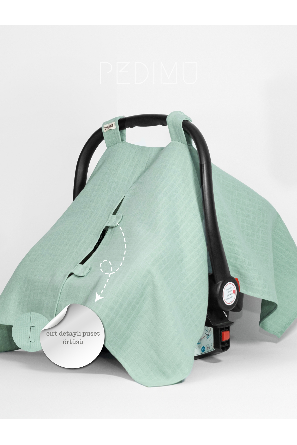 Pedimu Müslin Nil Yeşili Renk Cırtlı Puset Örtüsü %100 Cotton fotoğrafı 3 (önizleme)