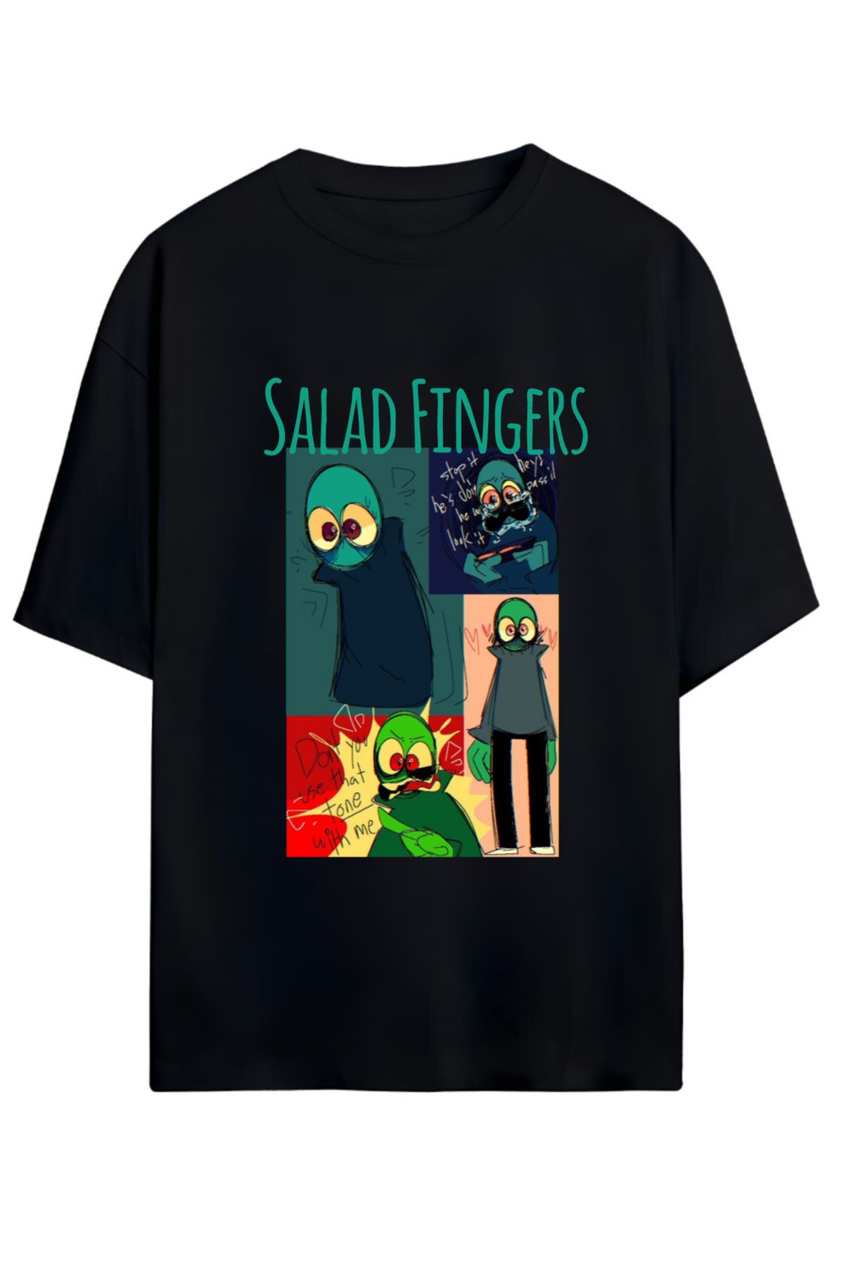 MAGORS SALAD FINGERS TASARIMLI UNISEX YENİ SEZON OVERSIZE PAMUKLU  T-SHIRT