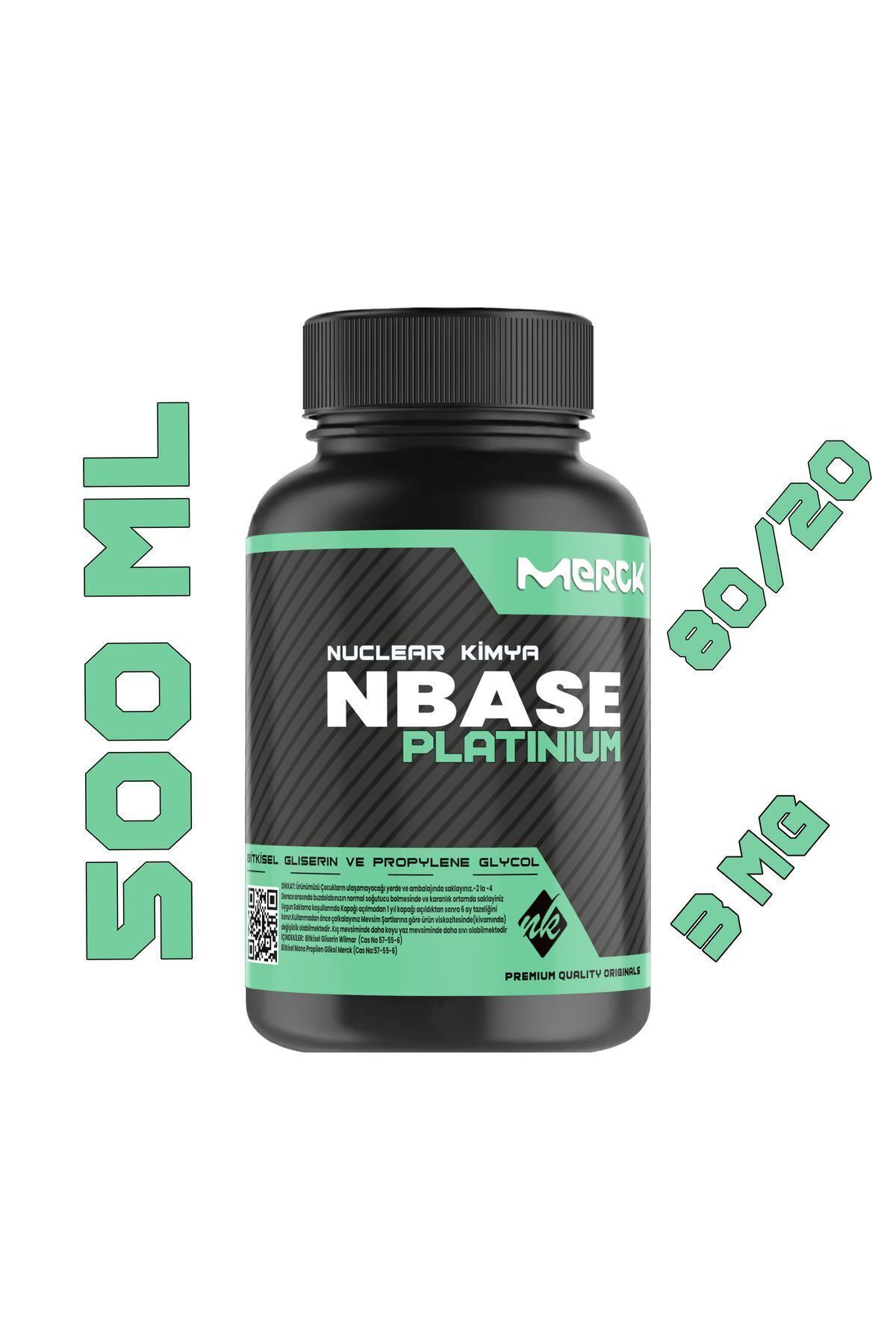 nuclear kimya Platinium Base 500 ml Vg Pg 80-20 3 Mg/ml Bitkisel Gliserin Base E422