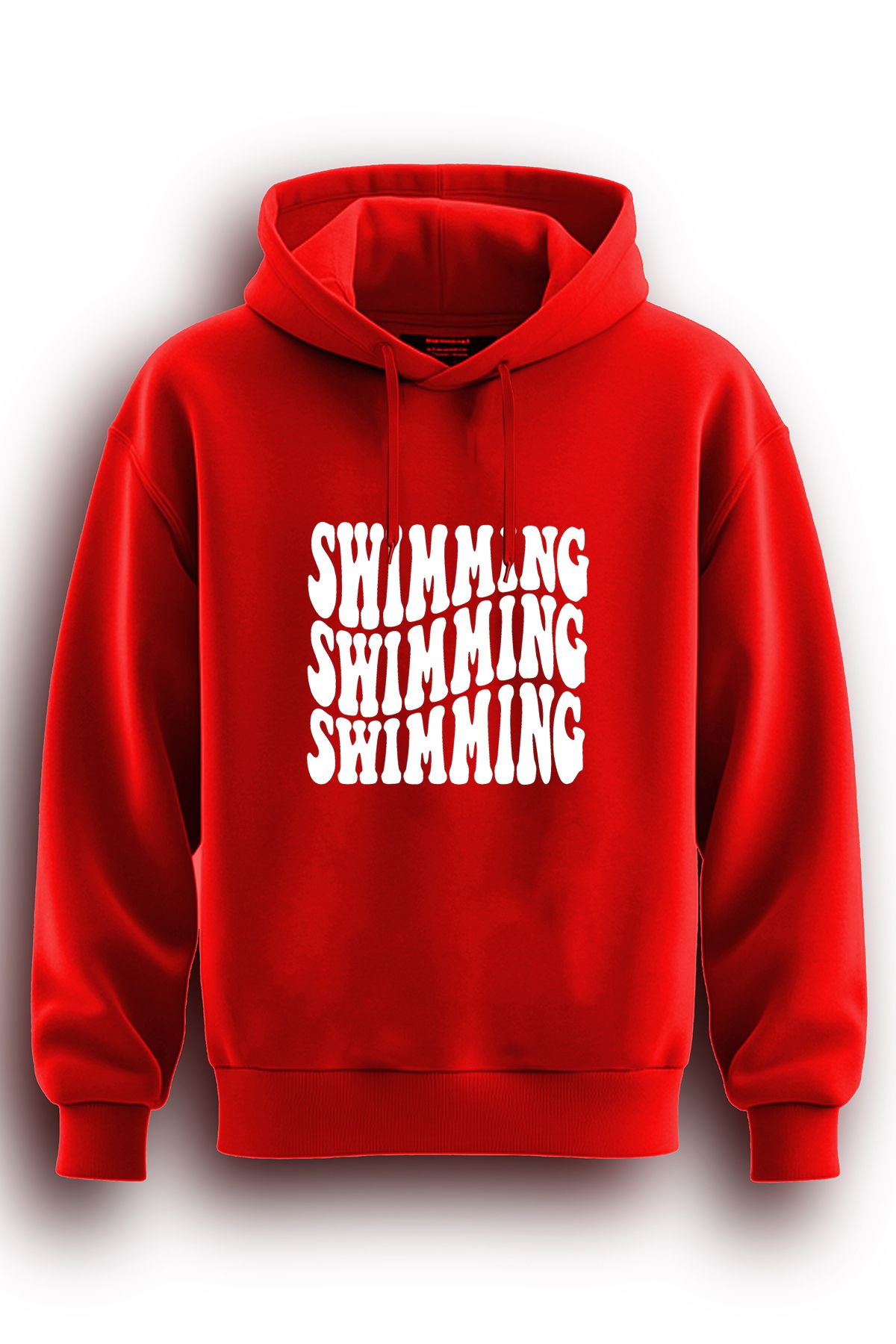 TOP GLORY Yüzme Baskılı  Sweatshirt Kapüşonlu 3 iplik Hoodie Yüzme Sweat SWIMMING9987