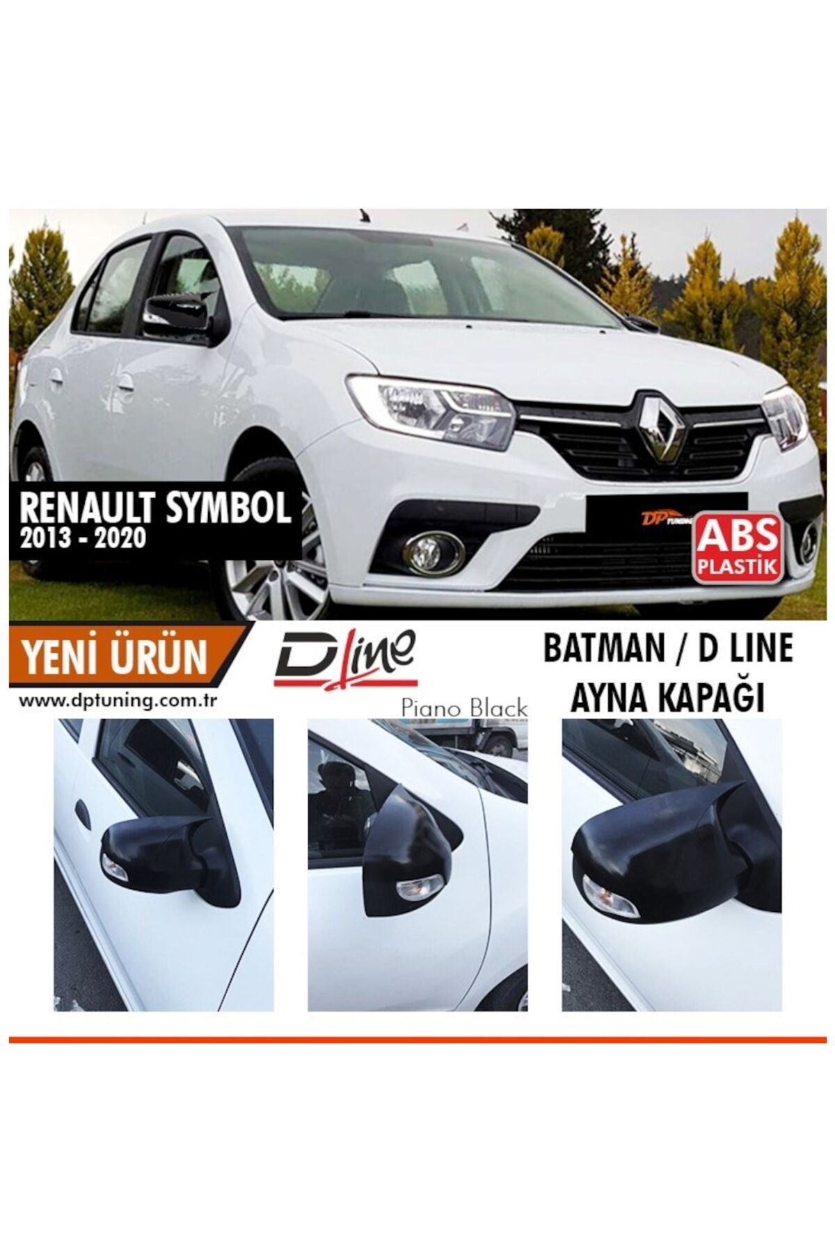 caralp Renault Symbol 2013-2020 Batman Yarasa Ayna Kapağı Piano Black ABS Plastik