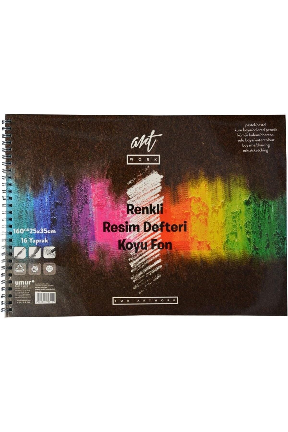 NcK Clara Renkli Resim Defteri Koyu Fon 160 gr 25 x 35 16 Yaprak