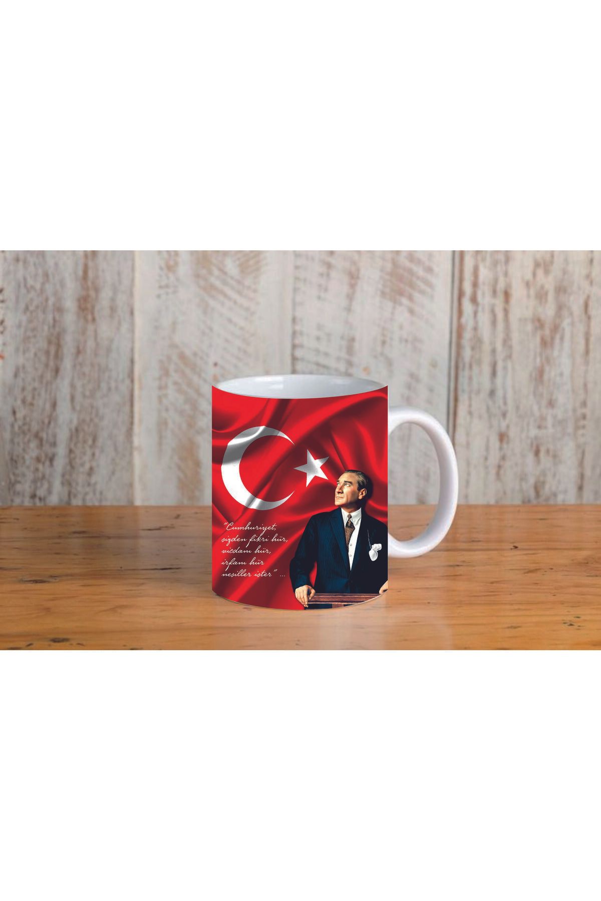 SH & ajans ATATÜRK ve TÜRK BAYRAĞI Baskılı Kişiye Özel İsim Kupa Bardak