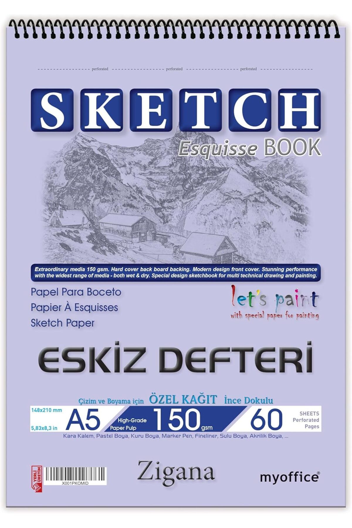 NcK Sketchbook Zigana A5 Spiralli 150 Gr. 60 Yaprak Eskiz Defteri