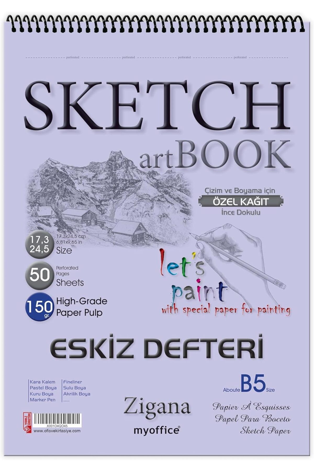 NcK Sketchbook Zigana B5 Spiralli 150 gr. 17,3x24,5 cm 50 yp. Eskiz Defteri