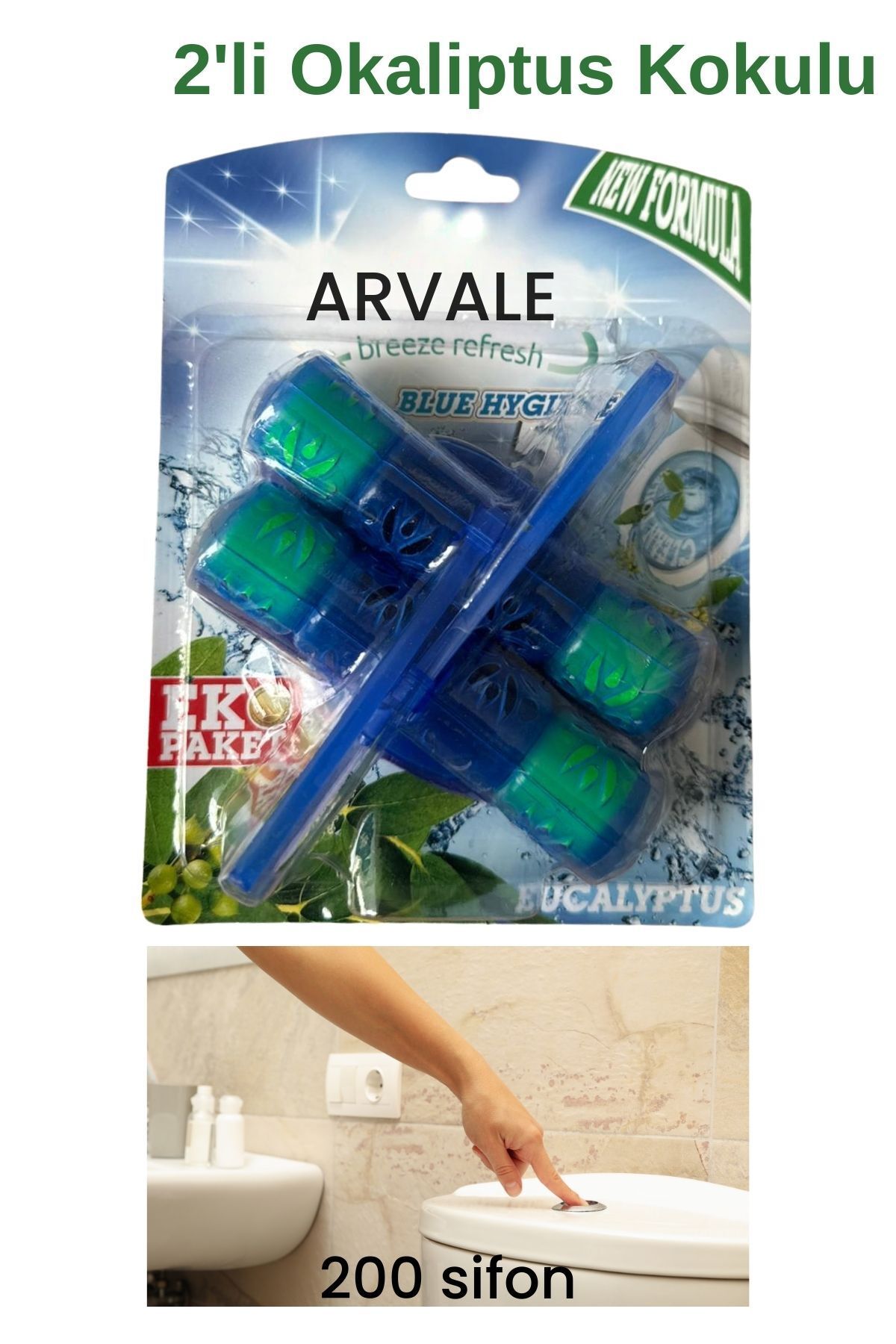 ARVALE 2'li Okaliptus Kokulu Wc Bloğu | 2 X 50 Gr