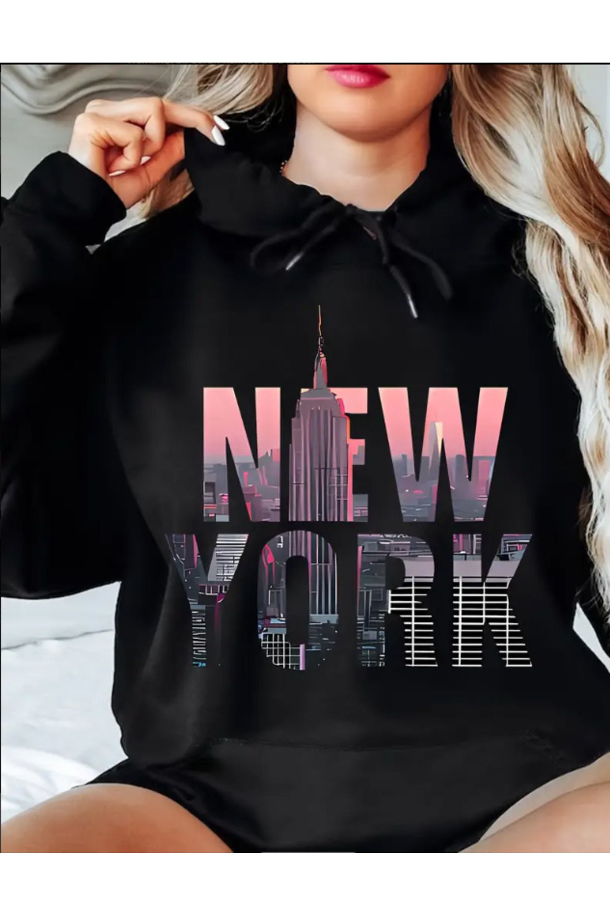 Marco Fresco Unisex New York Baskılı Sweatshirt