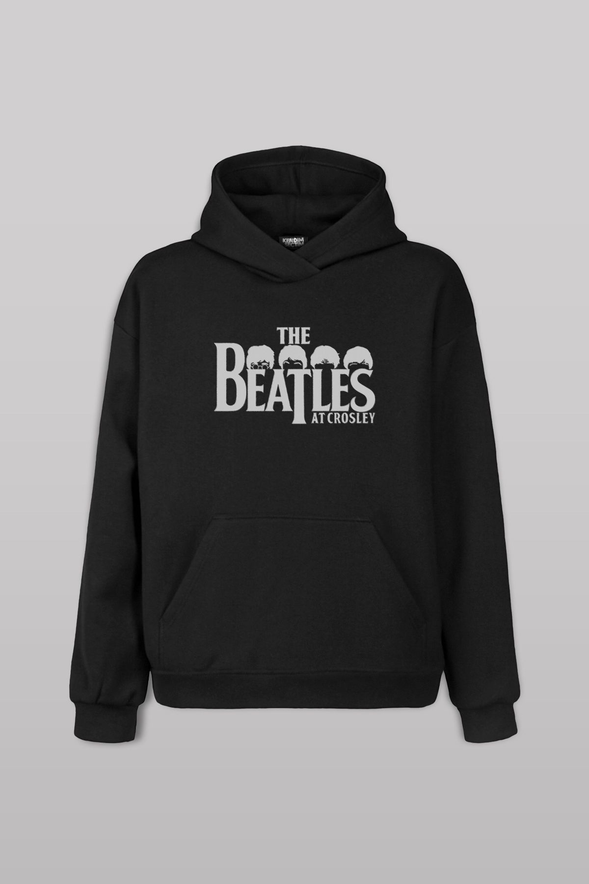 Kendim Seçtim Siyah Sweat The Beatles Logo Abbey Road Music Ön Baskılı Sweatshirt Unisex Kapüşonlu Hoodie