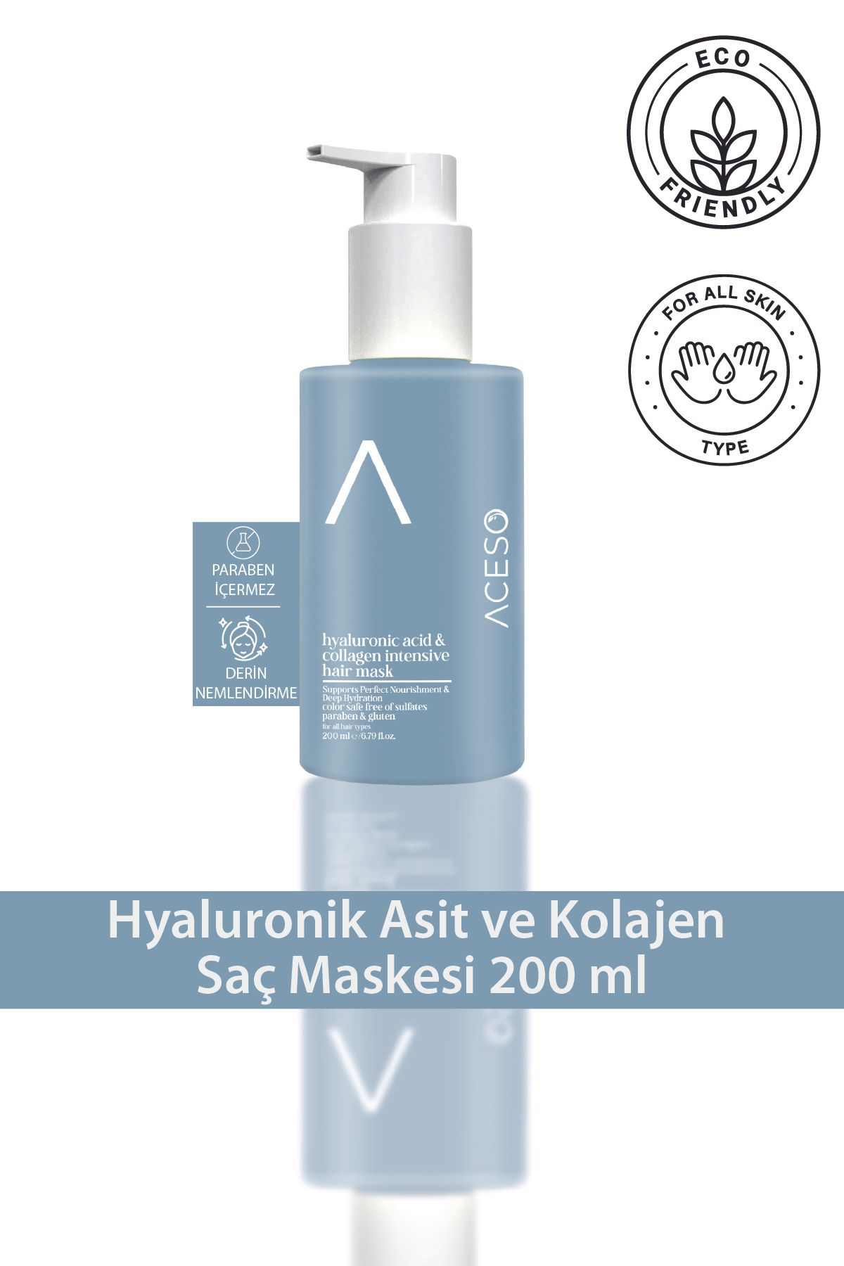 Aceso Cosmetics Hyaluronik Asit ve Kolajen Saç Maskesi 200 ml