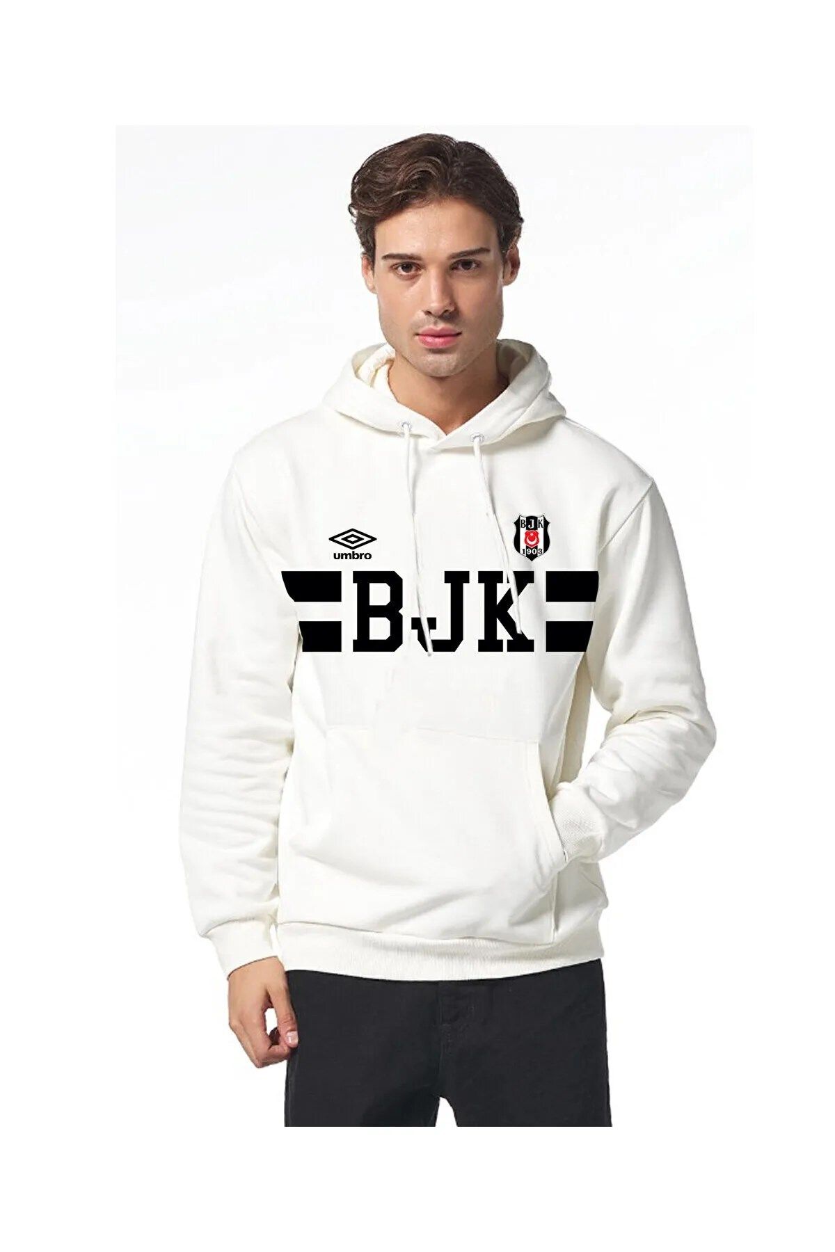 Beşiktaş Beşiktaş Kapüşonlu Beyaz Sweatshirt