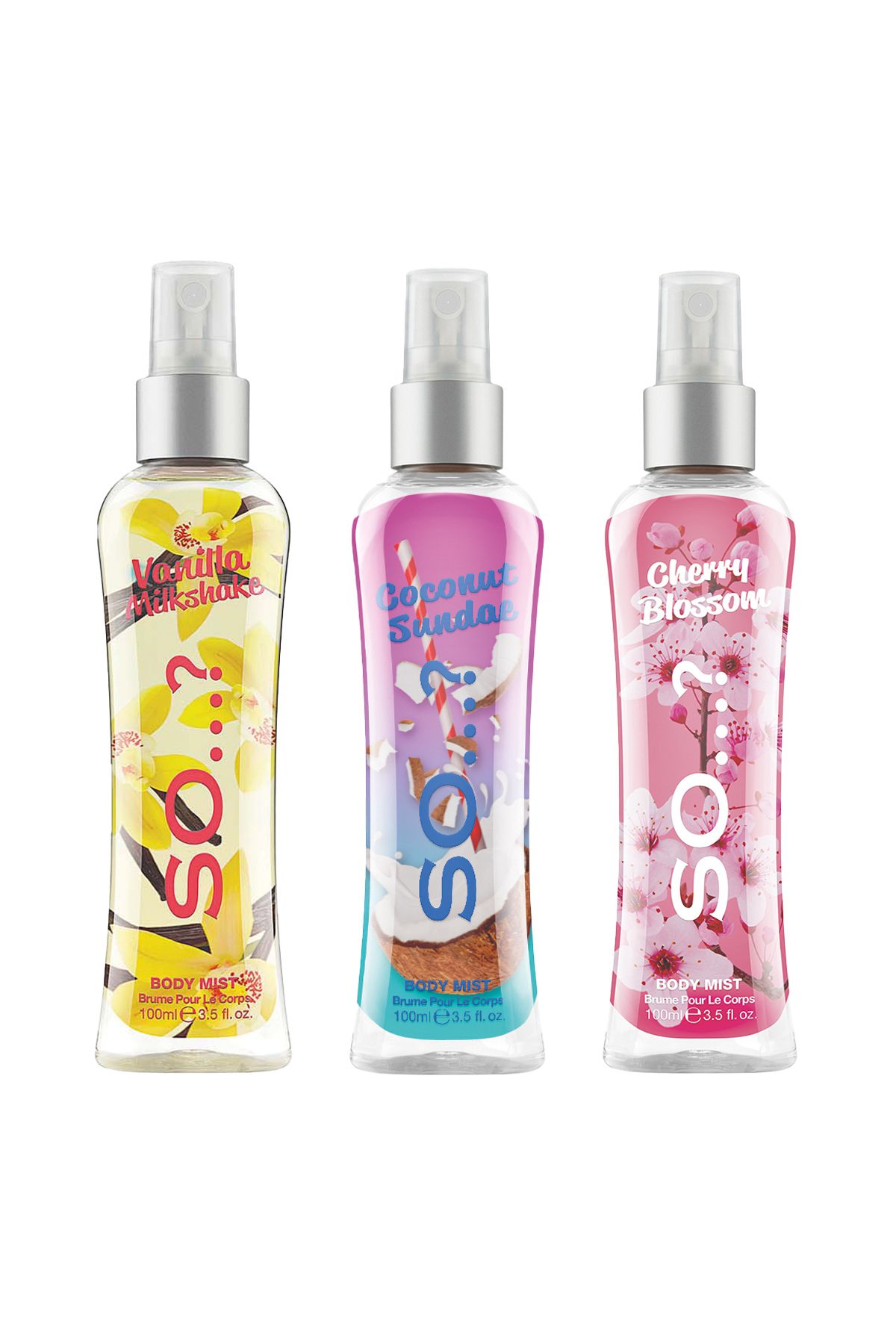 So Fragrance So…? Vanilla Milkshake, Coconut Sundae, Cherry Blossom Vücut Spreyi 3’lü Set