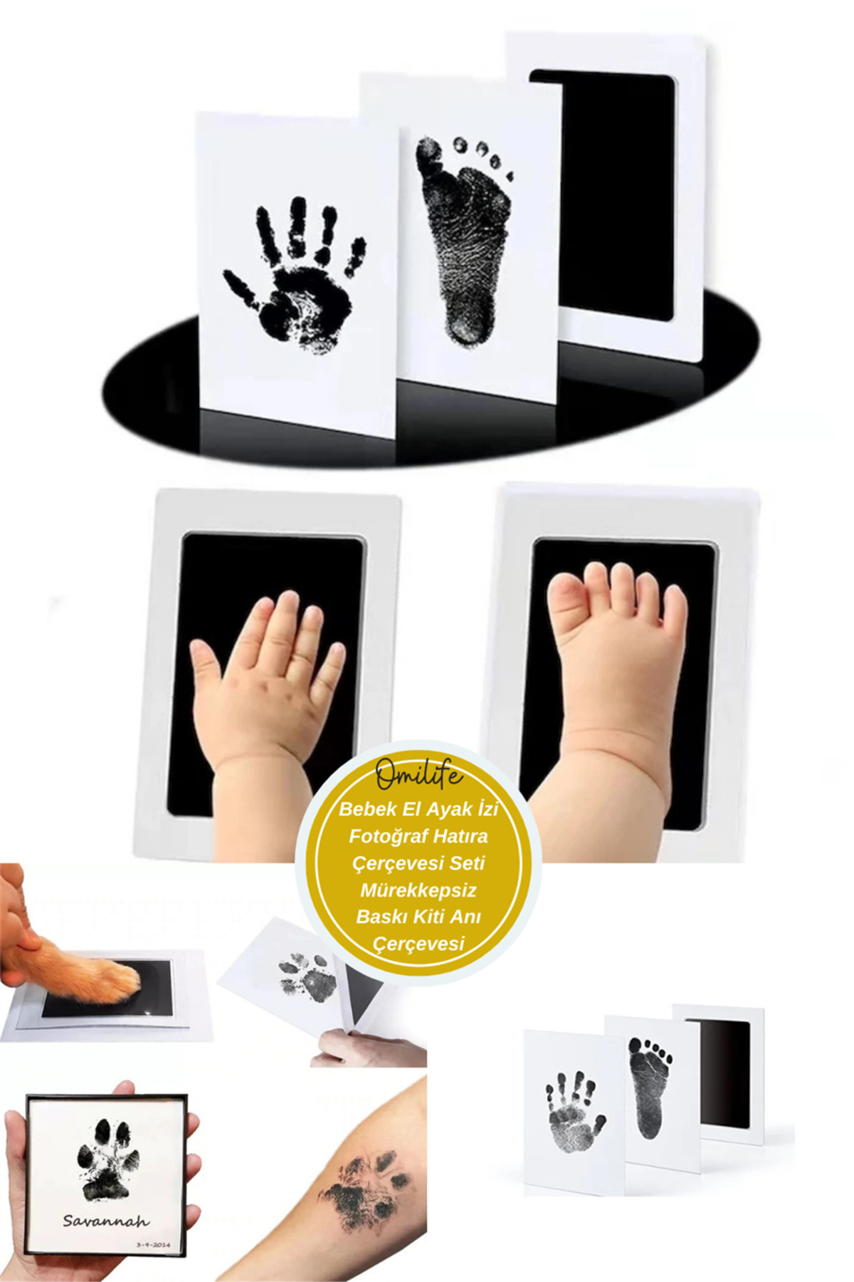 omilife Bebek El Ayak İzi Fotoğraf Hatıra Çerçevesi Seti Mürekkepsiz Baskı Kiti Anı Çerçevesi fotoğrafı 3 (önizleme)