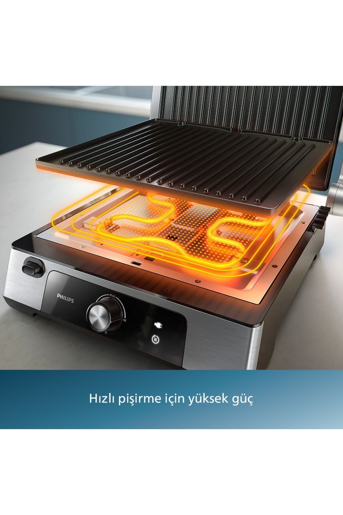 Philips 5000 Serisi Izgara ve Tost Makinesi - Ayarlanabilir sıcaklık, Geniş ızgara yüzeyi ve Yüksek