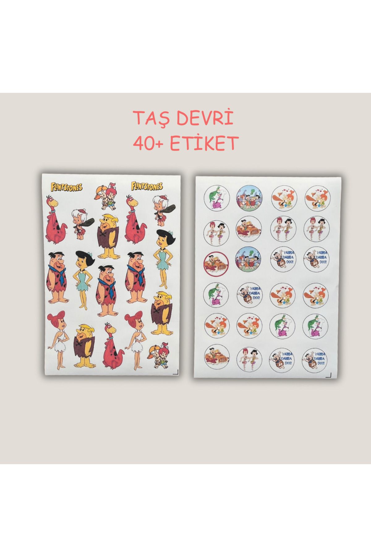 birikiyedi Taş Devri Temalı 2 Li Set Sticker Telefon Laptop Notebook Tablet Defter Matara Etiket