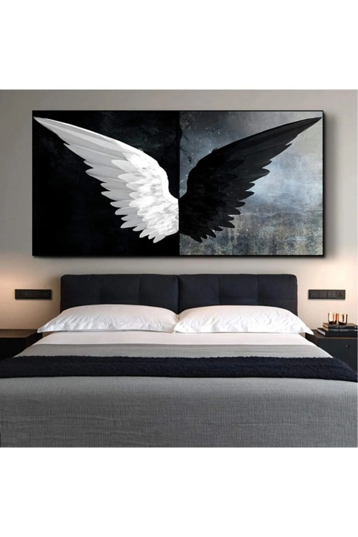 CANVASUM Pictură Pe Pânză Cu Aripă Albă Neagră - 20 x 30