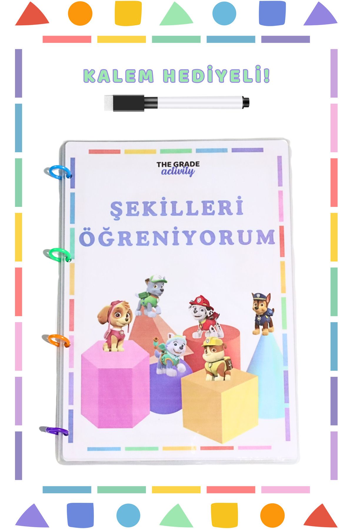 The Grade 2-6 Yaş Yaz-sil Şekilleri Öğreniyorum Eğlenceli Ve Eğitici Set (13 SAYFA-A4 BOYUTUNDA)