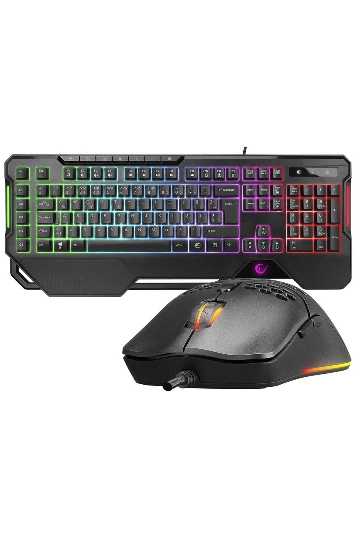 Vobotek Teknoloji Rampage KM-R96 ELEMENTAL Siyah RGB Aydınlatmalı Q Oyuncu Klavye ve Mouse Gaming Set 7200dpı