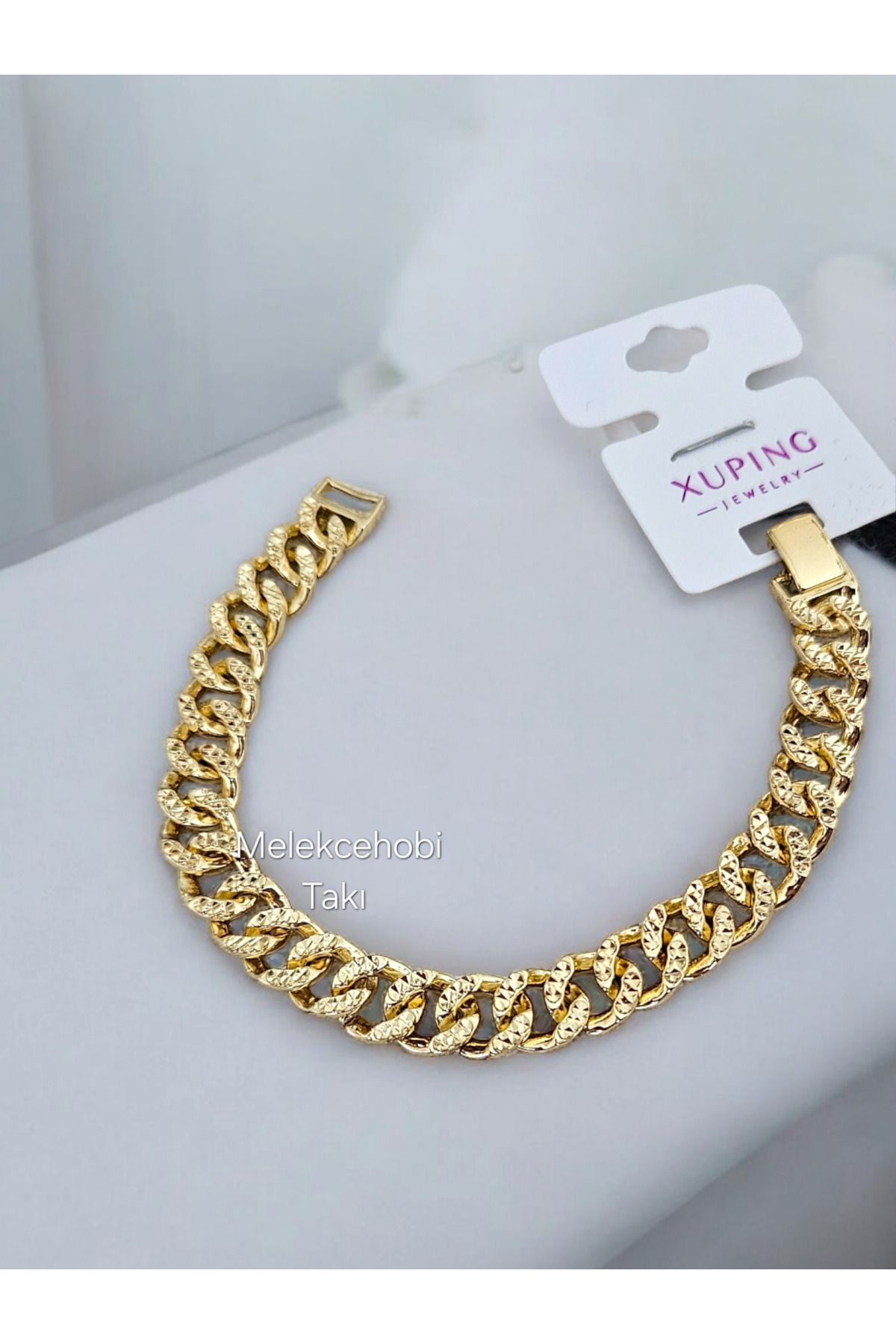 XUPING JEWELRY Melekcehobi Takı 14 Ayar Altın Kaplama Taşsız Zincir Bileklik