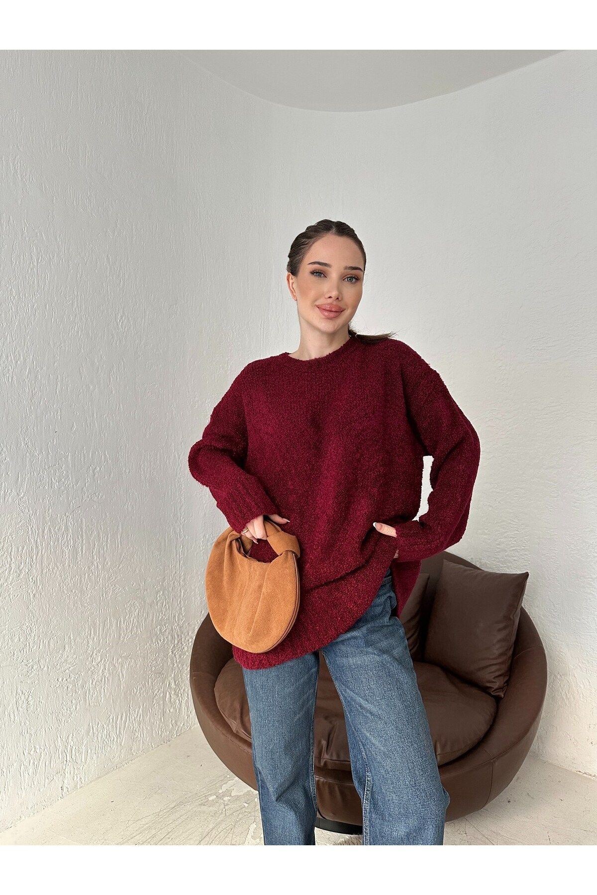 Telablanka Oversize Buklet Kazak _BORDO