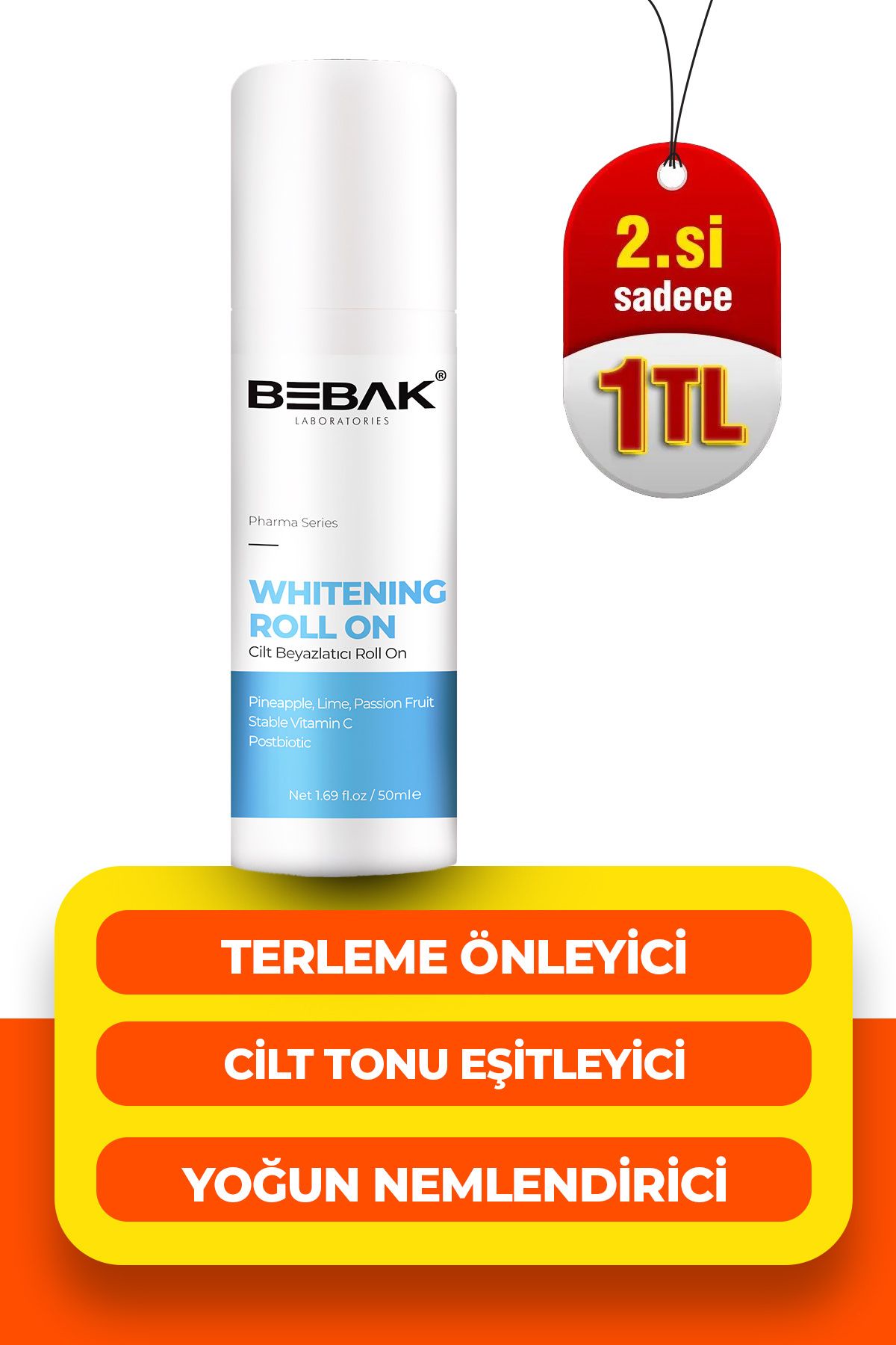 Bebak Koltuk Altı, El, Ayak Terleme , Beyazlatıcı Etkili Roll On 50 ml