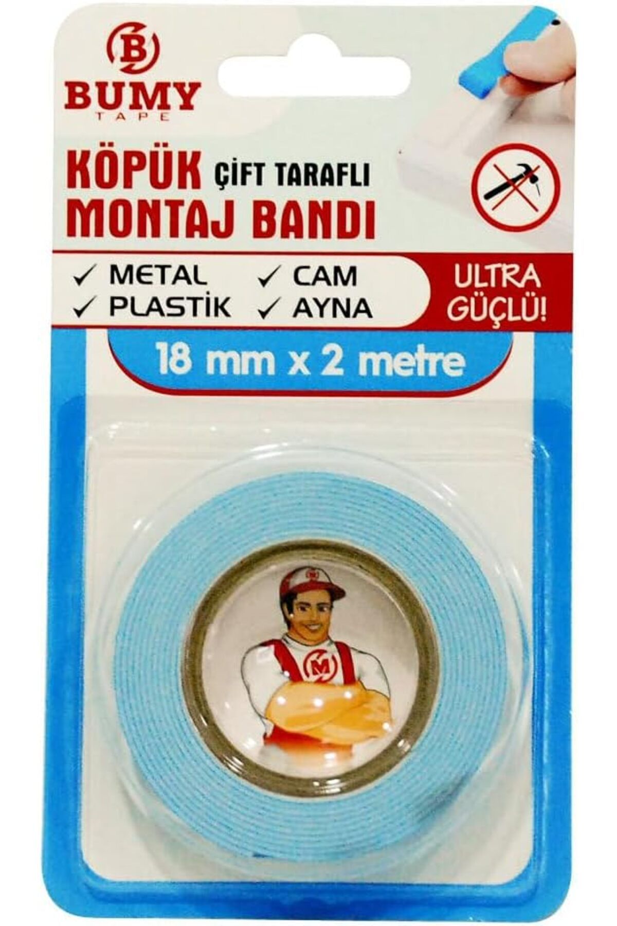 NcK ÇİFT TARAFLI KÖPÜK MONTAJ BANDI 18 MM X 2 MT - İÇ VE DIŞ MEKAN KULLANIMA UYGUN