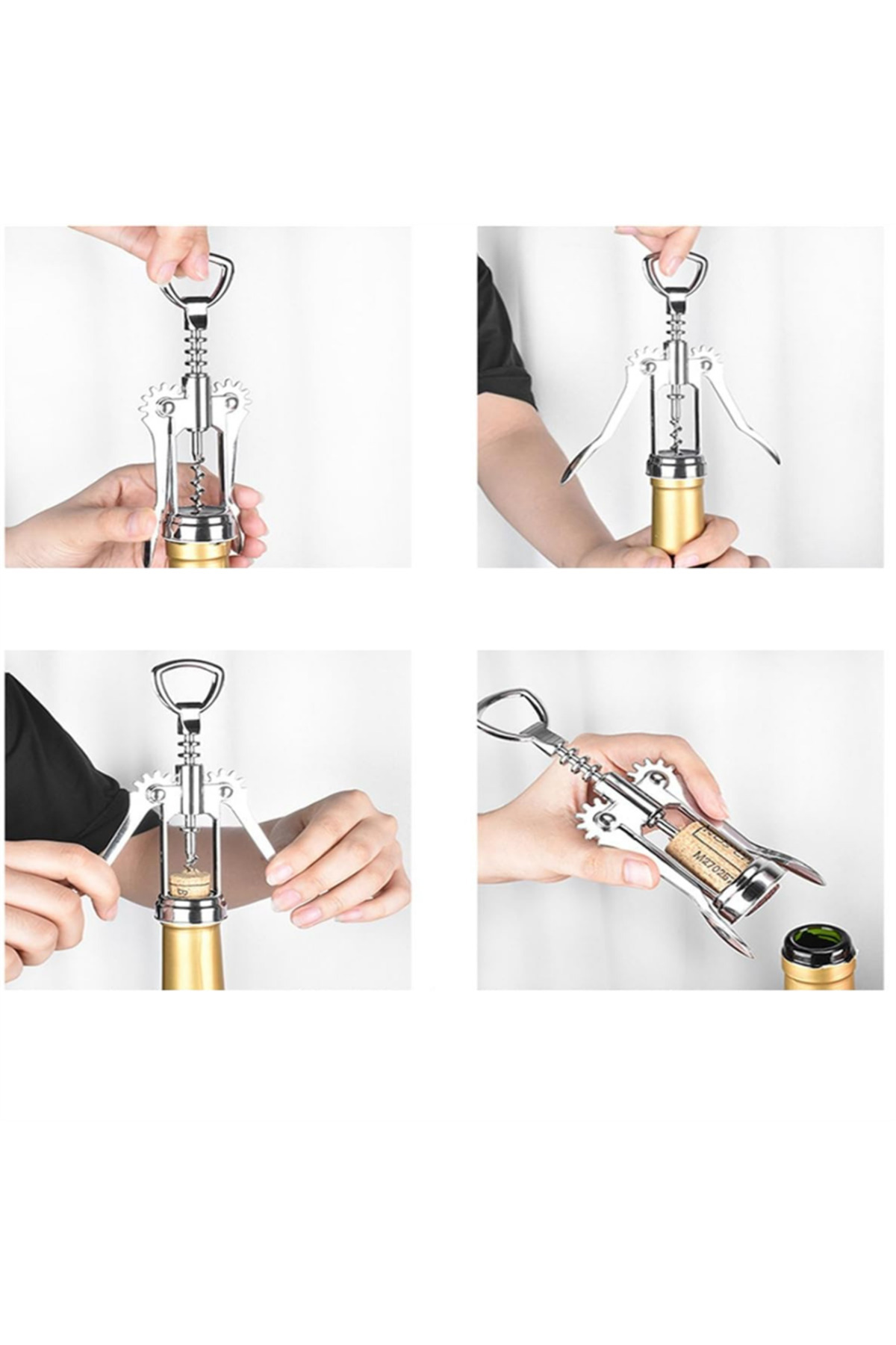 omilife-Professional Practical Steel Corkscrew Mushroom Lid Opener 5