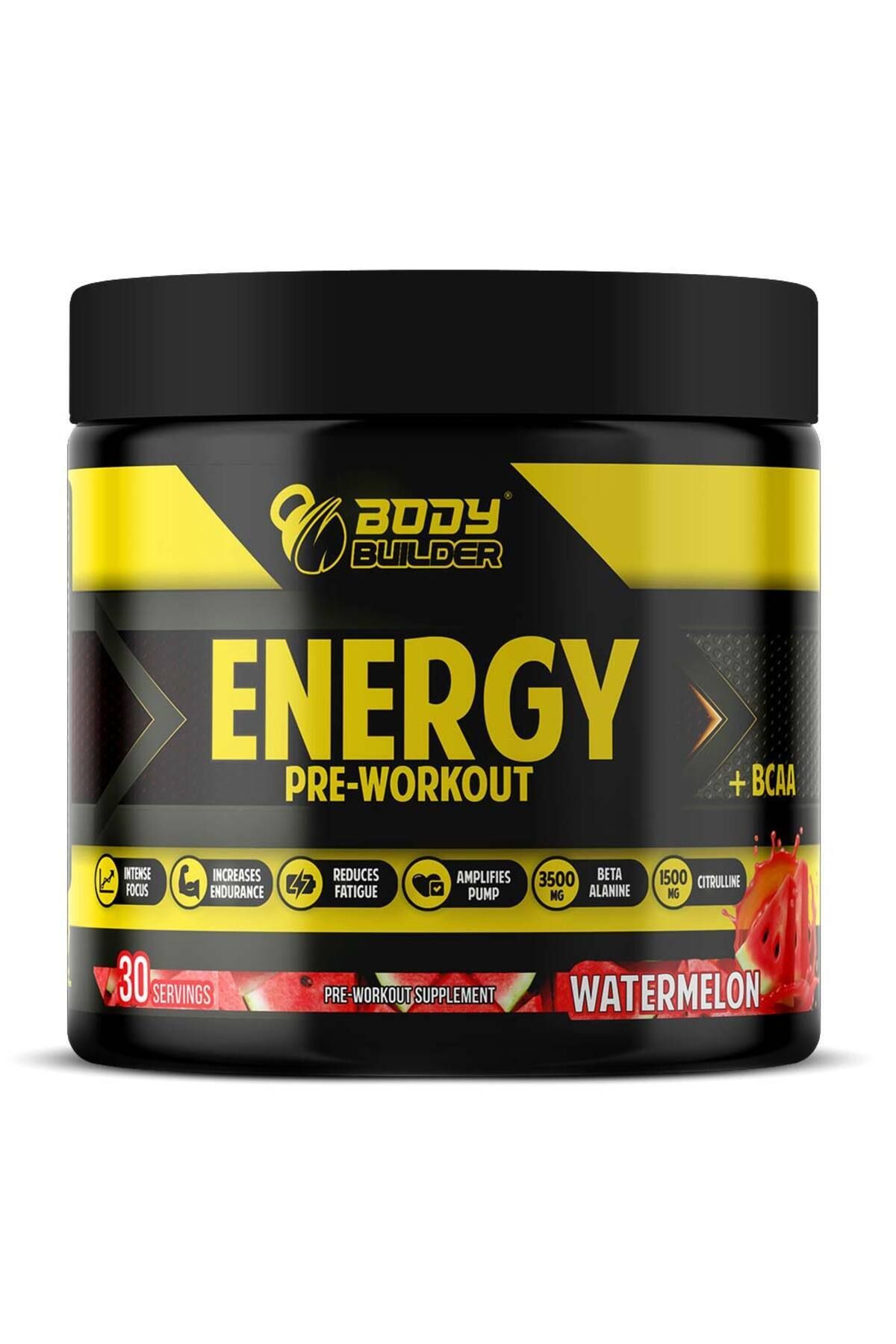 Body Builder-Energy Pre workout Plus BCAA, Watermelon, 30 1