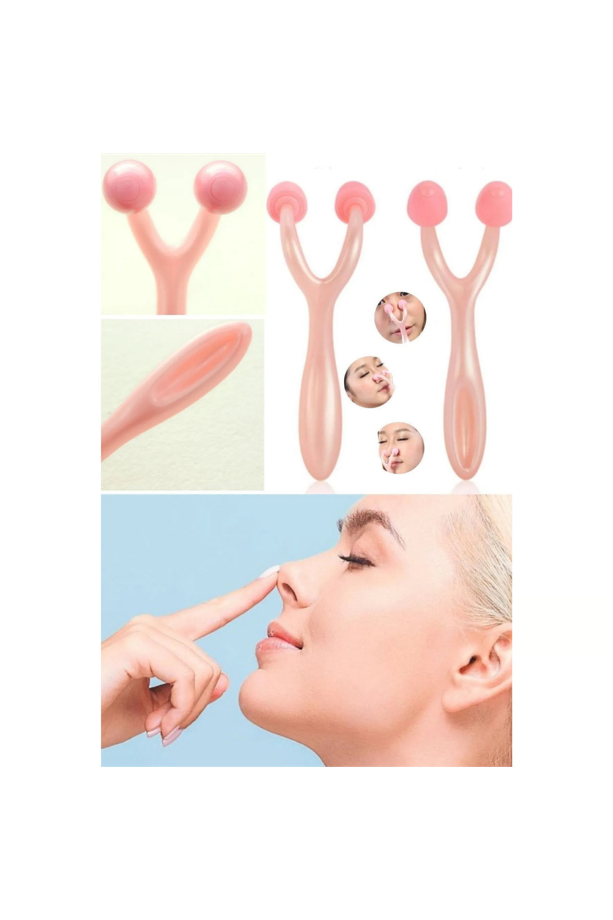 omilife Burun Masaj Aleti Burun Yüz Silindir Şekillendirici İnceltme Rulosu Masaj Aleti
