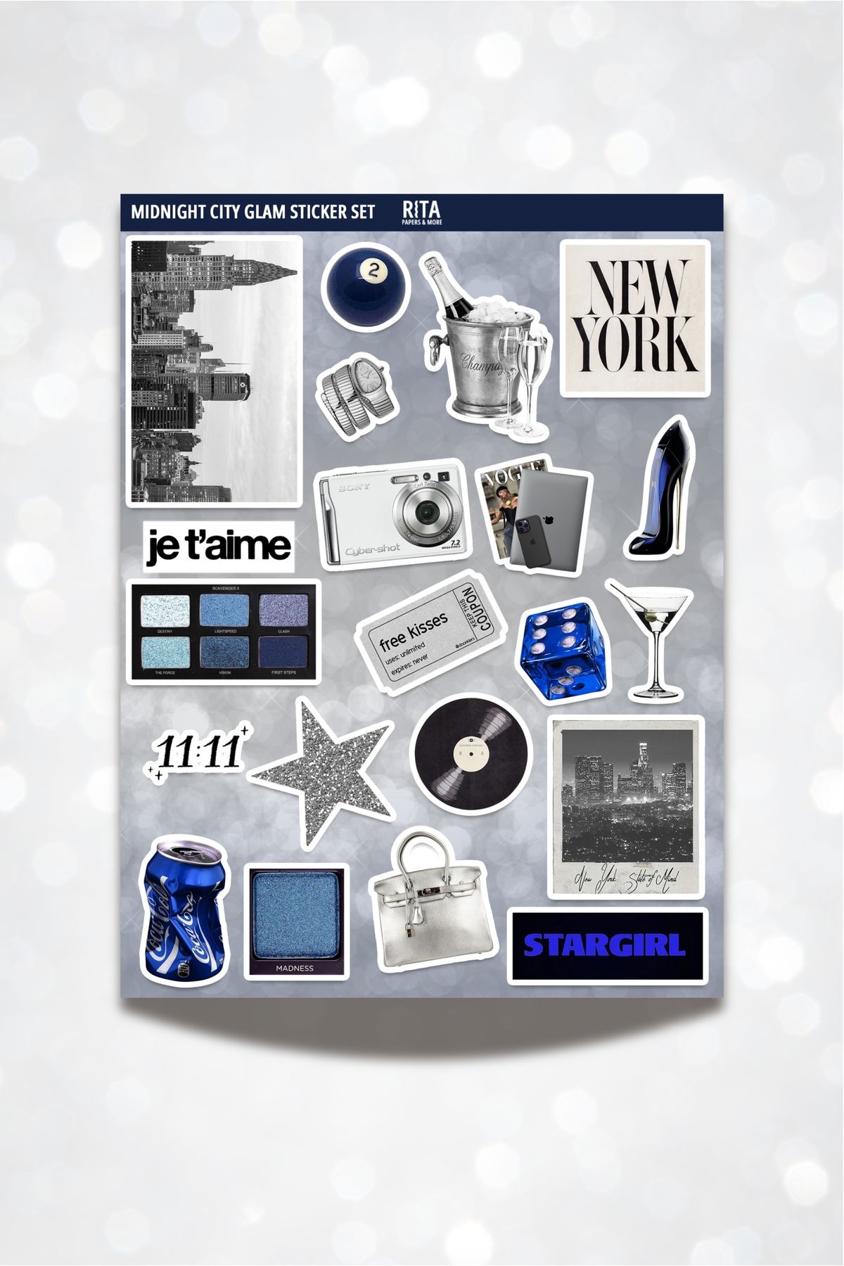 Rita Papers Midnight City Glam Sticker Set Stargirl Pinterest It Girl Aesthetic Planner Journal Laptop 21 Adet