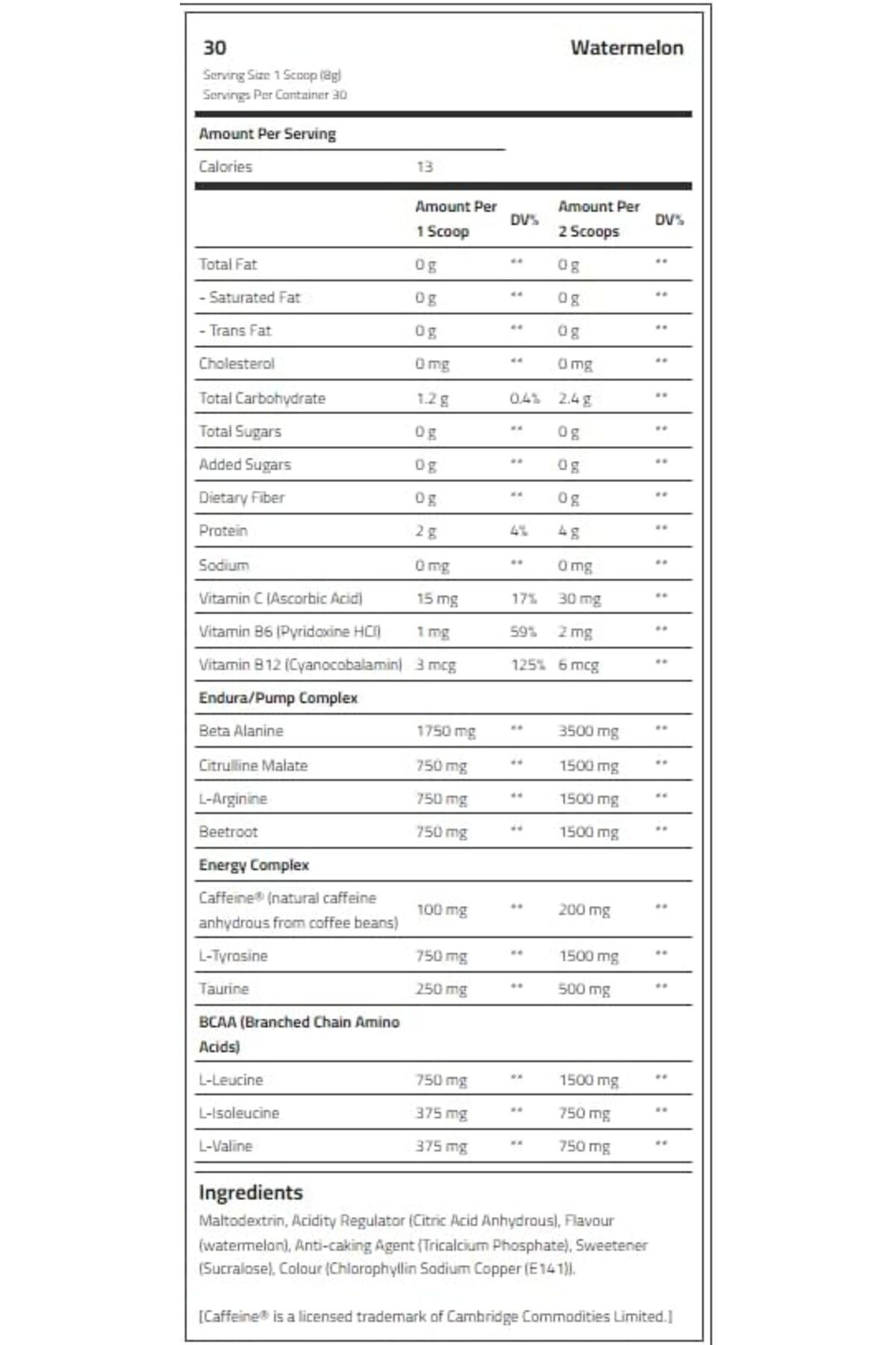 Body Builder-Energy Pre workout Plus BCAA, Watermelon, 30 2