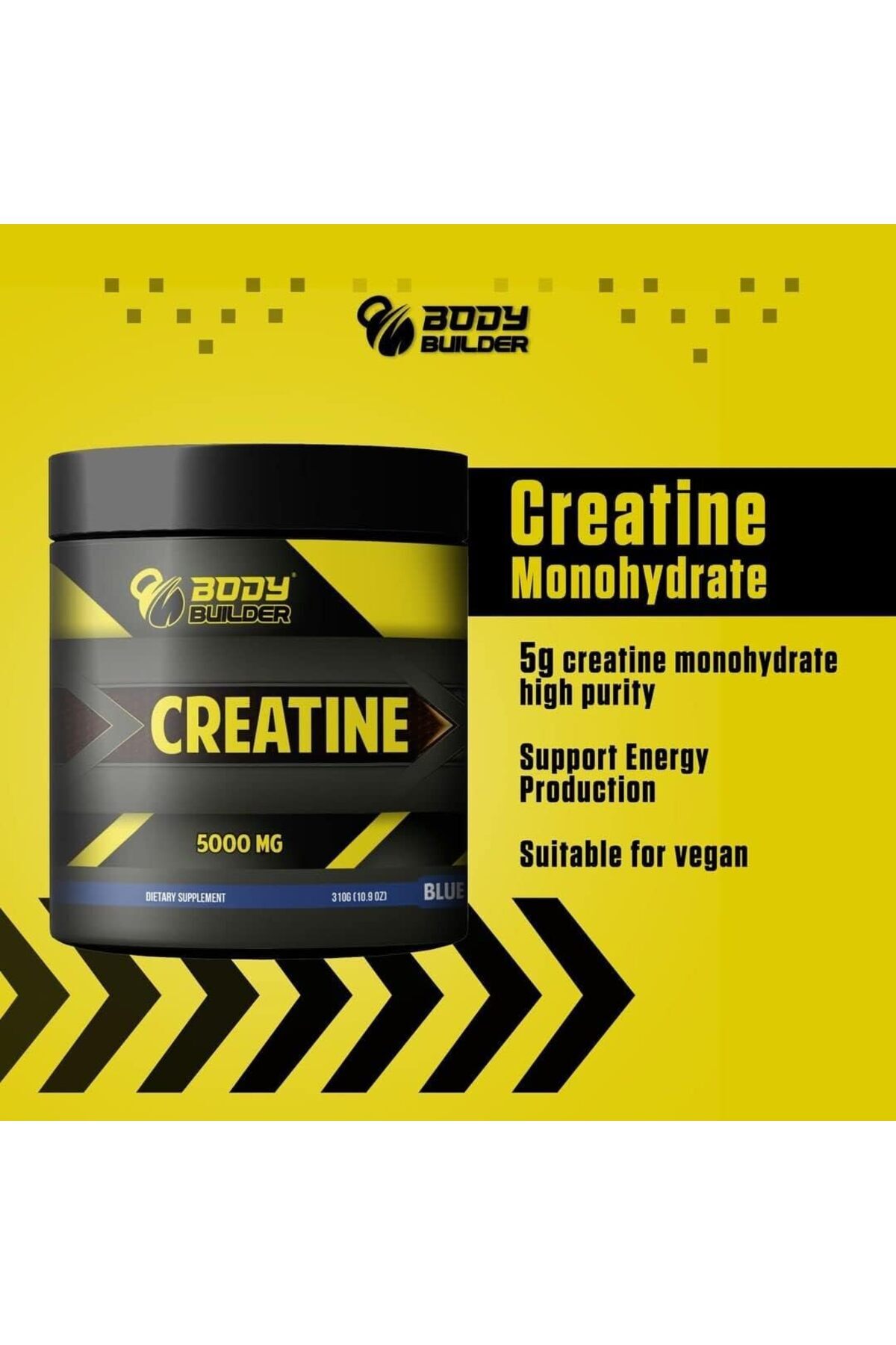 Body Builder-Creatine Monohydrate Powder, 60 Serv, Unflavored, 100% Micronized Creatine 4