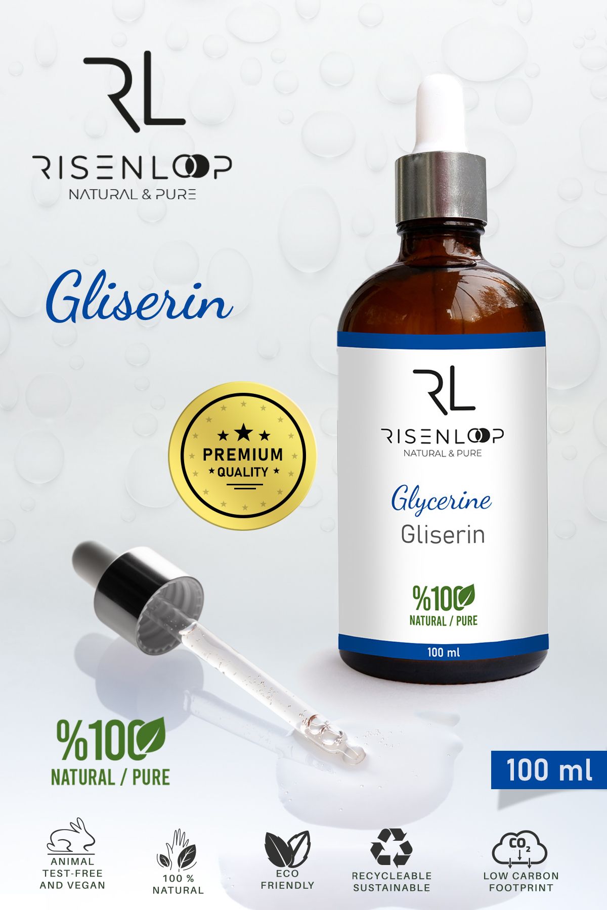 risenloop natural&pure Gliserin %100 Saf Doğal 100 ML