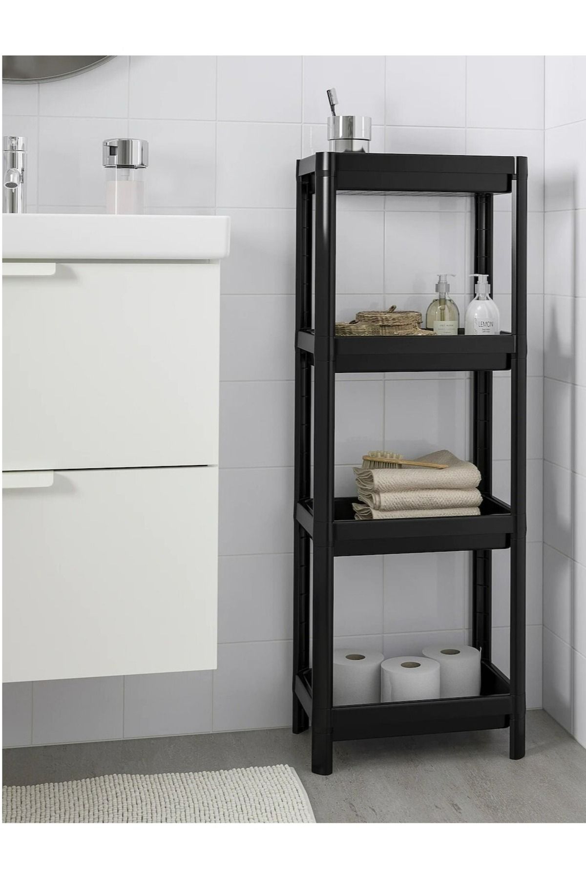 ALMUFARREJ-4 Layer Vesken Shelving Unit Shelf Black 36x23x90 cm 1