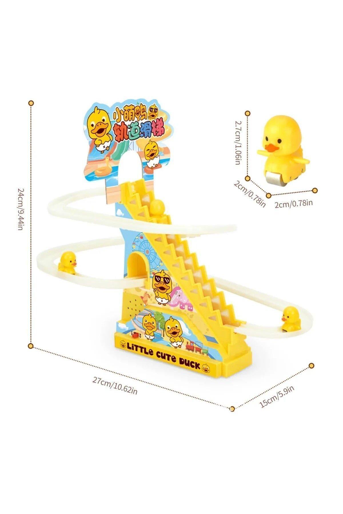 dekan toys Dön Dolaş Ördek Oyunu Merdivenden Çıkıp Kaydıraktan Kayan Yavru Ördek Işıklı Müzikli fotoğrafı 5 (önizleme)