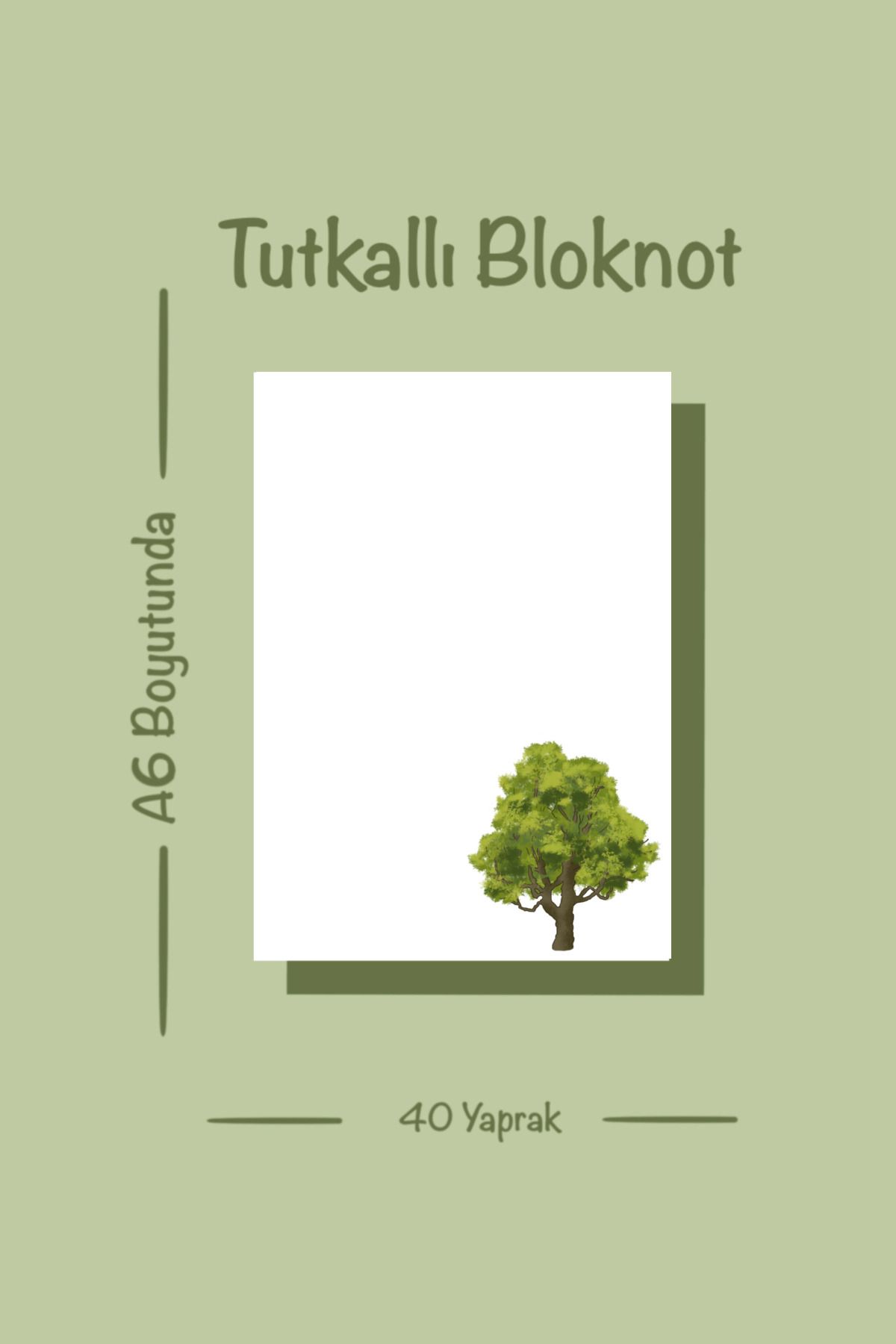 Handeto Kraft Ağaç Bloknot Çek Kopar Defter, Tutkallı Bloknot, A6, Çizgisiz, Yapışkanlı Notepad