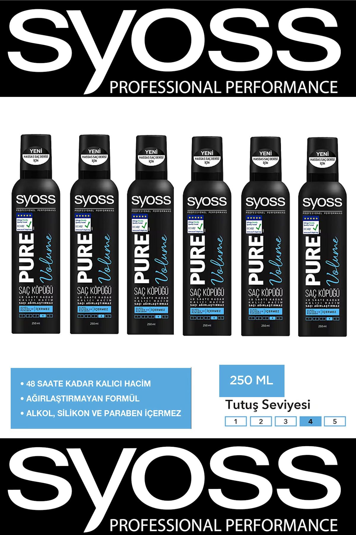 Syoss Pure Volume Saç Köpüğü 250 ml x 6 Adet