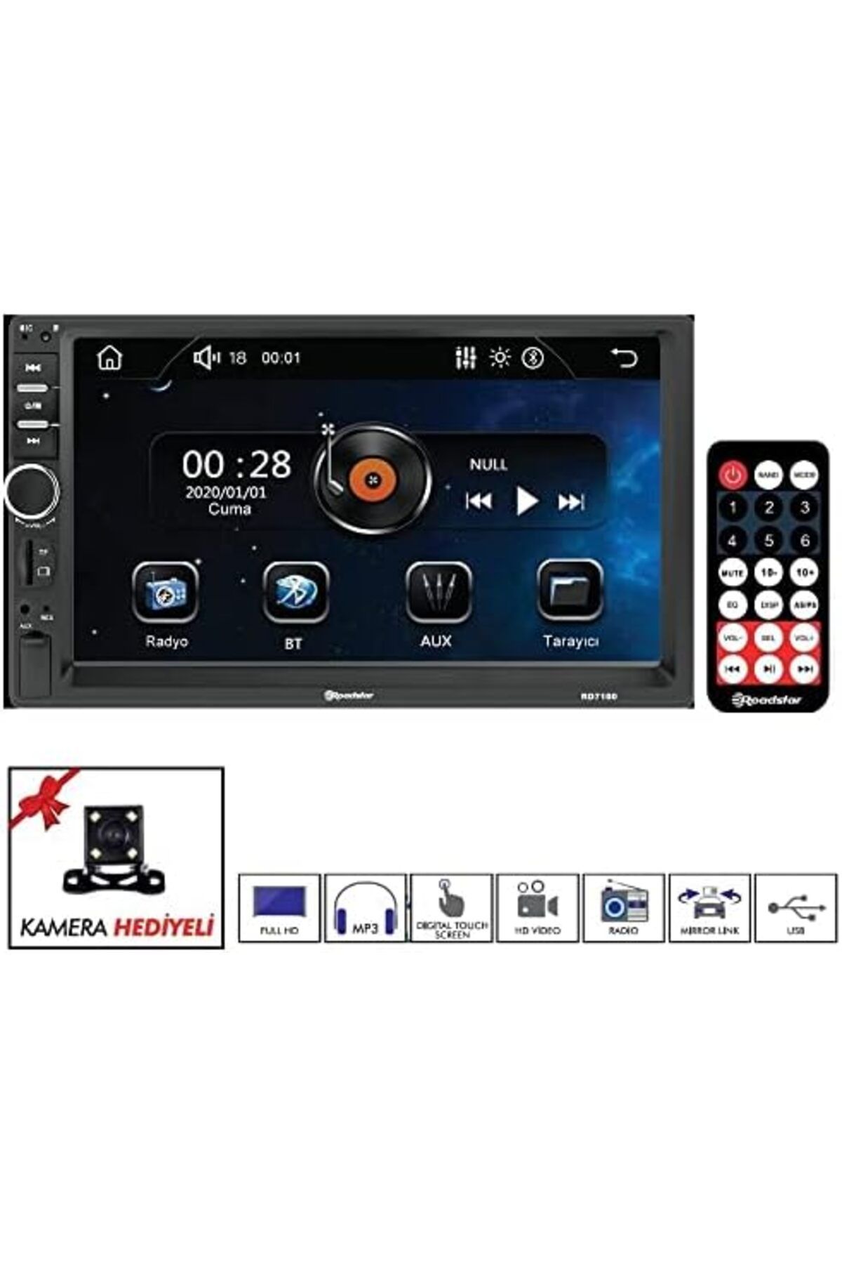 STOREMAX EMLshop Din Teyp Bluetooth'lu Double RD7100 7" Yeni VDesing 986362