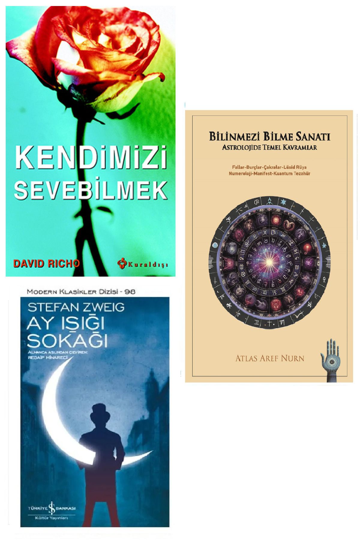 TÜRKİYE İŞ BANKASI KÜLTÜR YAYINLARI Kendimizi Sevebilmek David Richo + Ay Işığı Sokağı + Bilinmezi Bilme Sanatı (Koleksiyon Kitap)