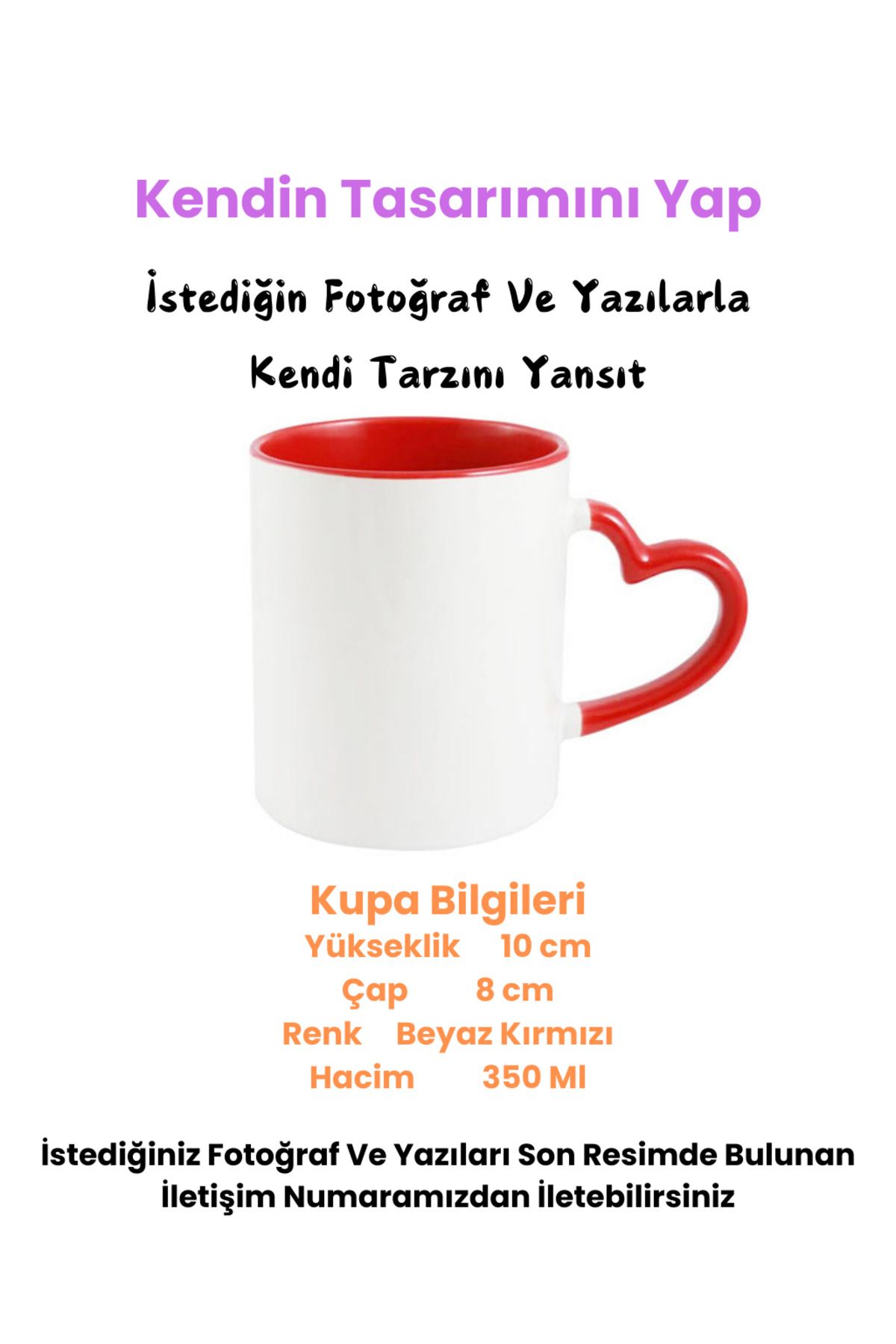 Elbasan Tekstil Kendin Tasarla Kırmızı Kulplu Kupa Bardak, Fotoğraflı Ve Yazılı Özel Tasarım  Kupa Bardak, Mug