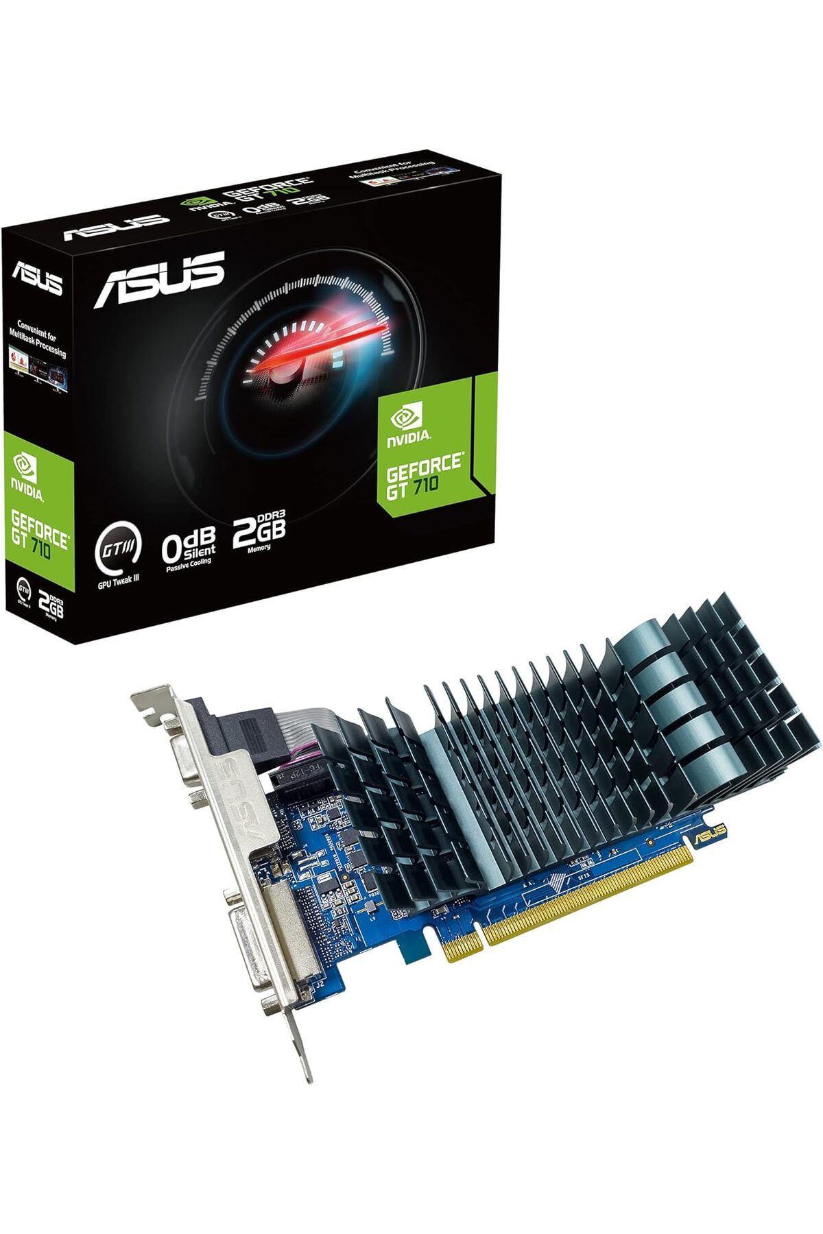 NcK GeForce GT 710 (2GB DDR3 EVO düşük profilli grafik kartı, sessiz HTPC'ler için, 2 GB, DDR3, 954 MHz)