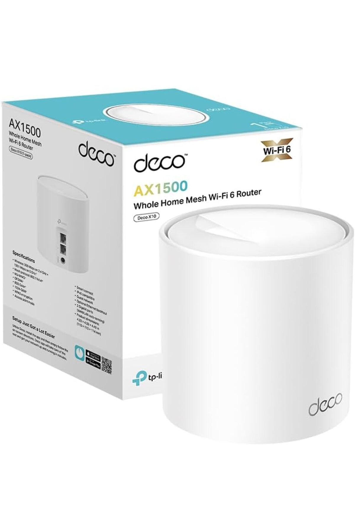 STOREMAX srhtDS Deco X10(1-pack), AX1500 Mbps, 190 m²'ye kadar Kapsama Alanı, 120 Cihaza Kadar Bağlantı,